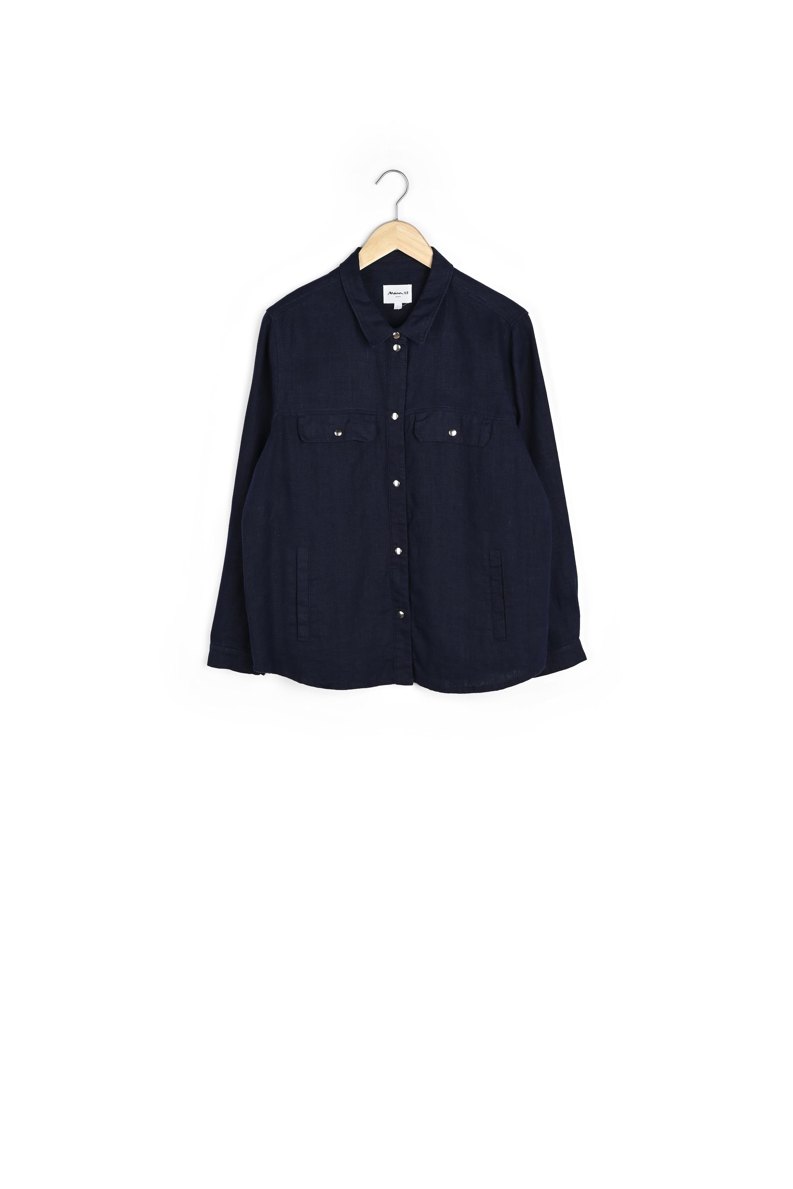 Chemise en lin marine Fanilo Faume - seconde main