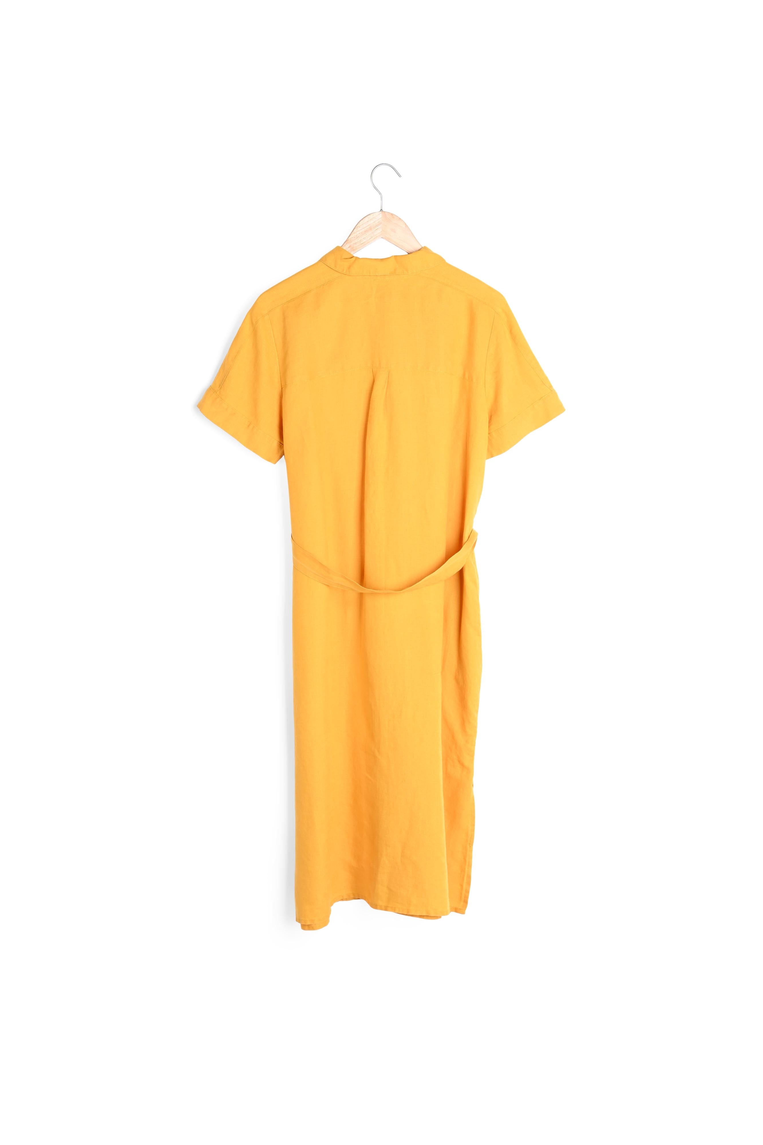 Robe chemise mi-longue en lin responsable jaune Nida Faume - seconde main