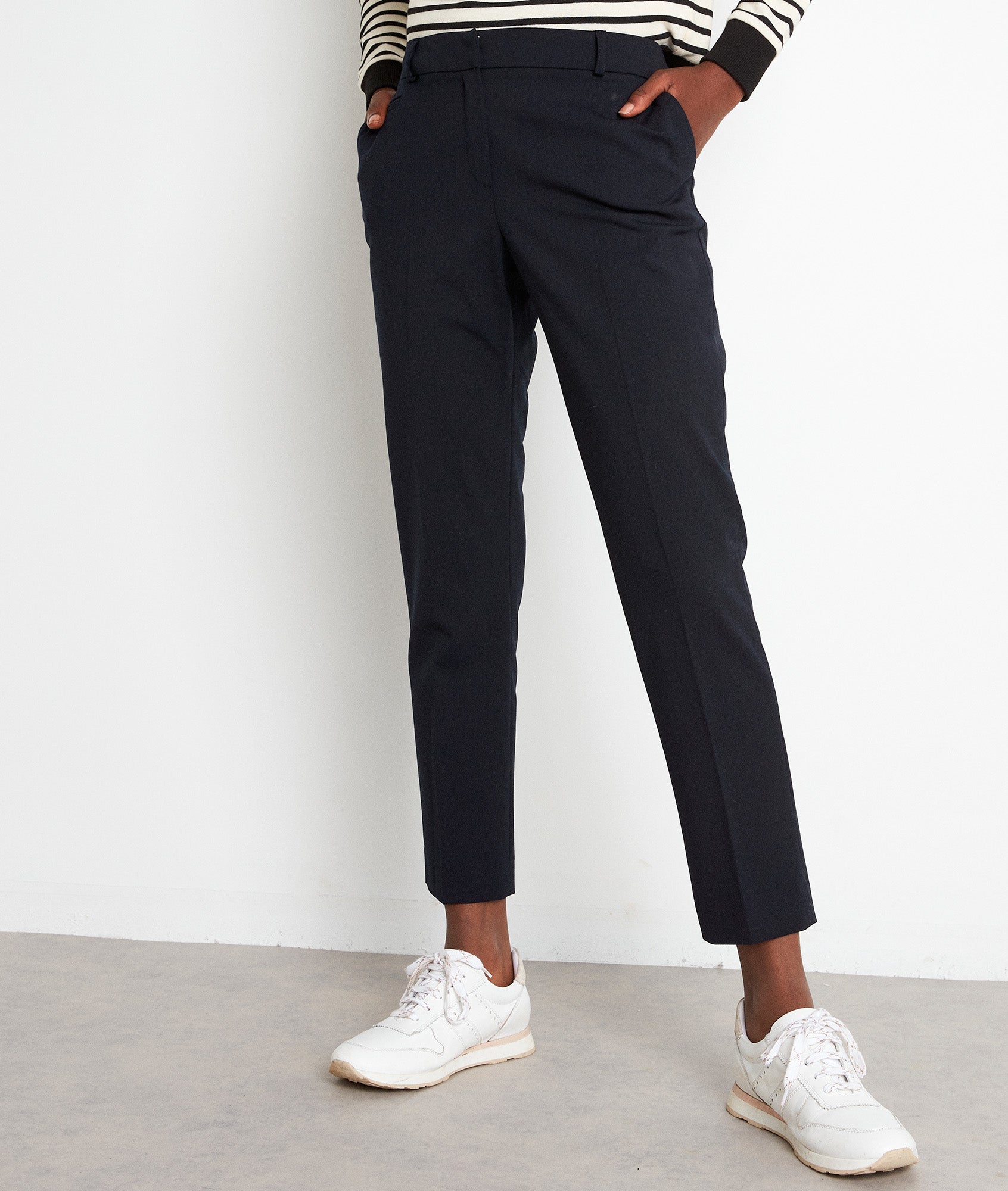 Pantalon de tailleur en laine bleu marine Freddy Faume - seconde main