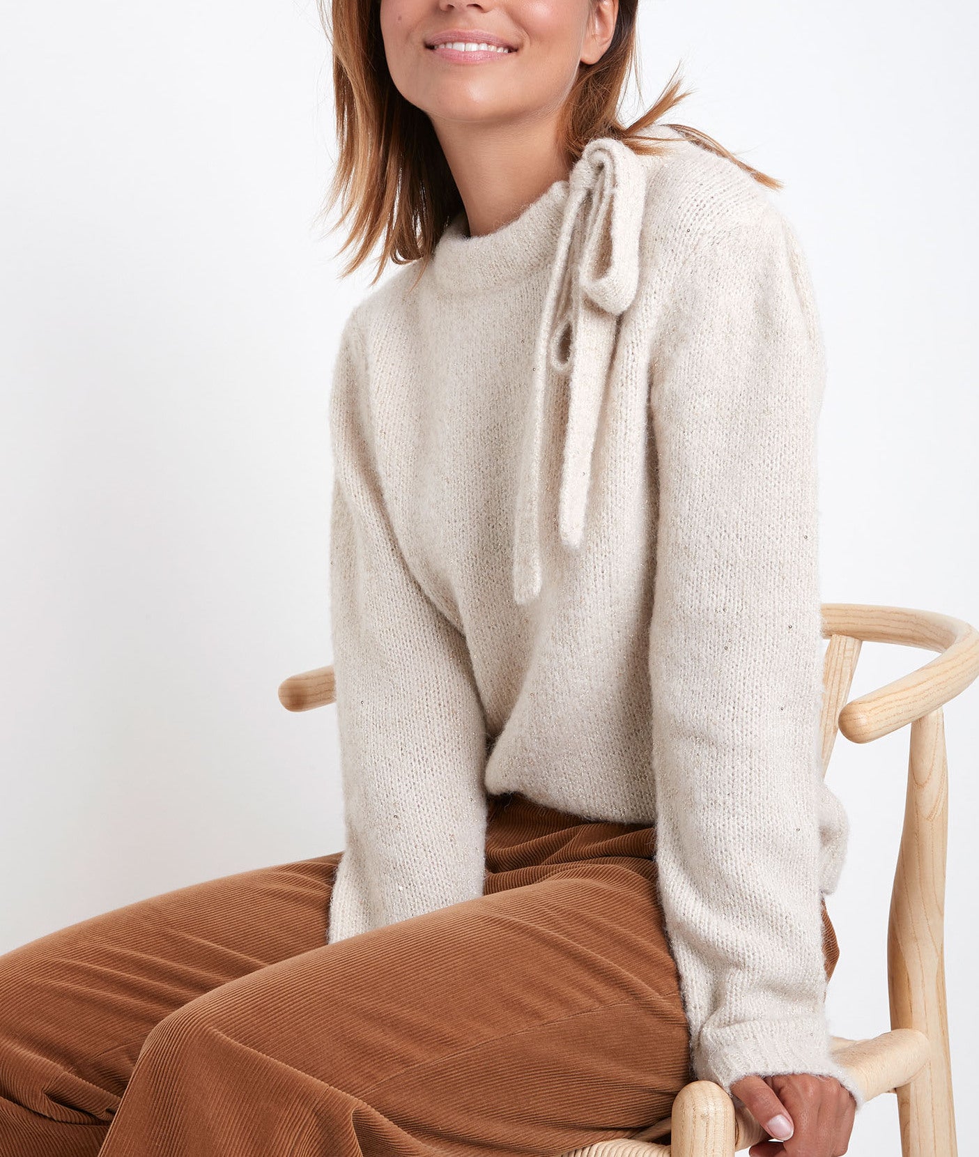 Pull col fantaisie beige Rodger Faume - seconde main