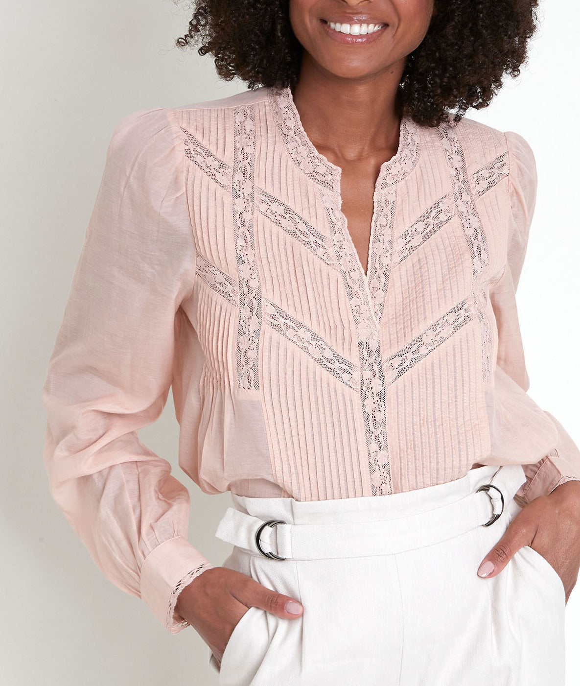 Blouse poudre en dentelle Tara Faume - seconde main