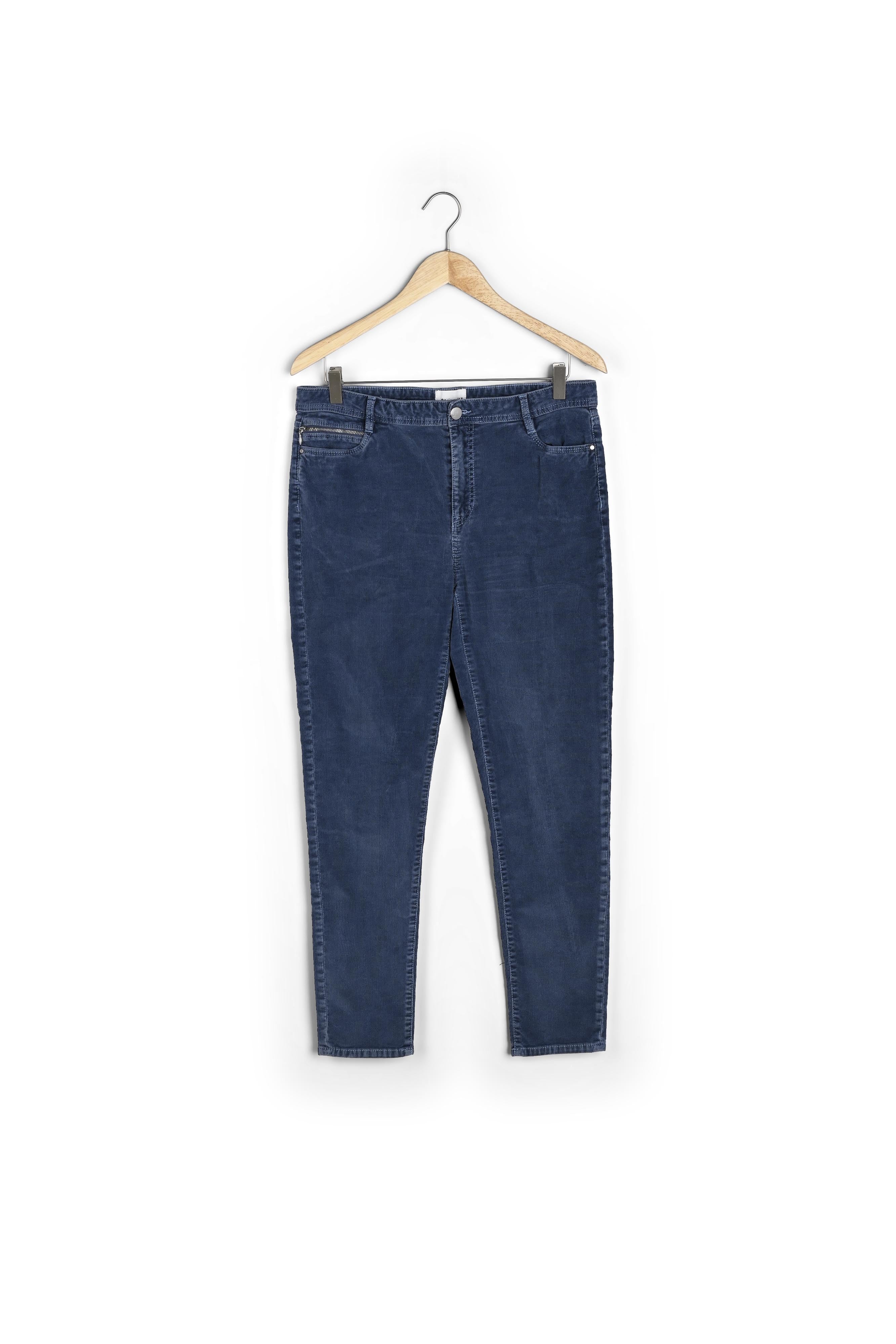 Pantalon slim en velours milleraies bleu Sultan Faume - seconde main