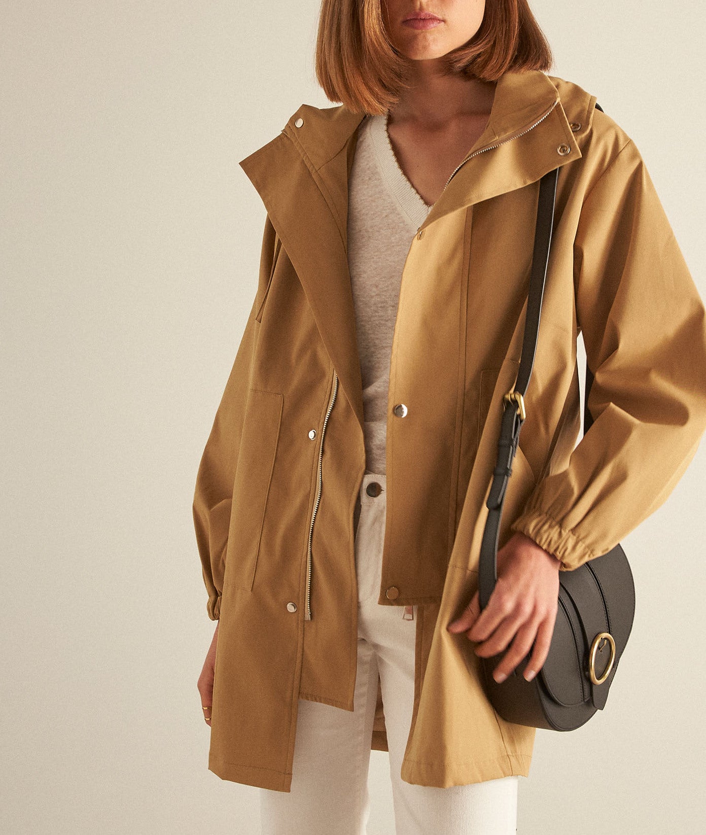 Parka courte à capuche beige Madison Faume - seconde main