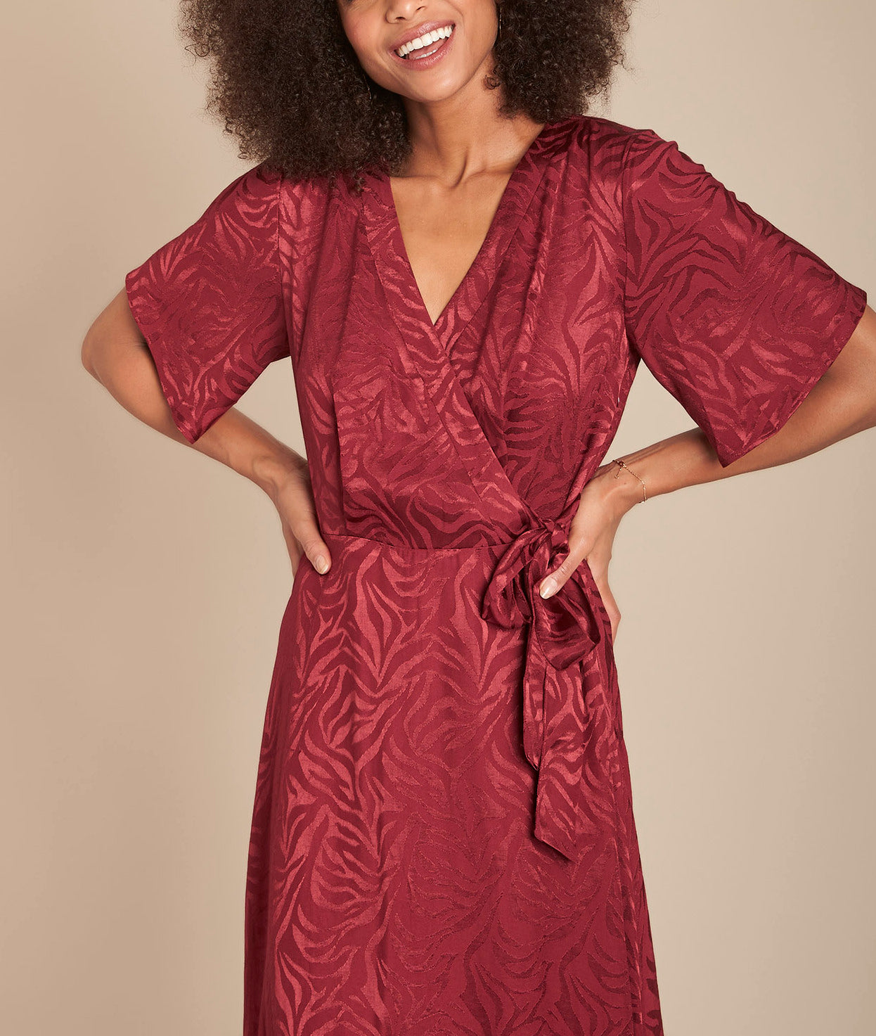 Robe cache-cœur en jacquard Roda Faume - seconde main