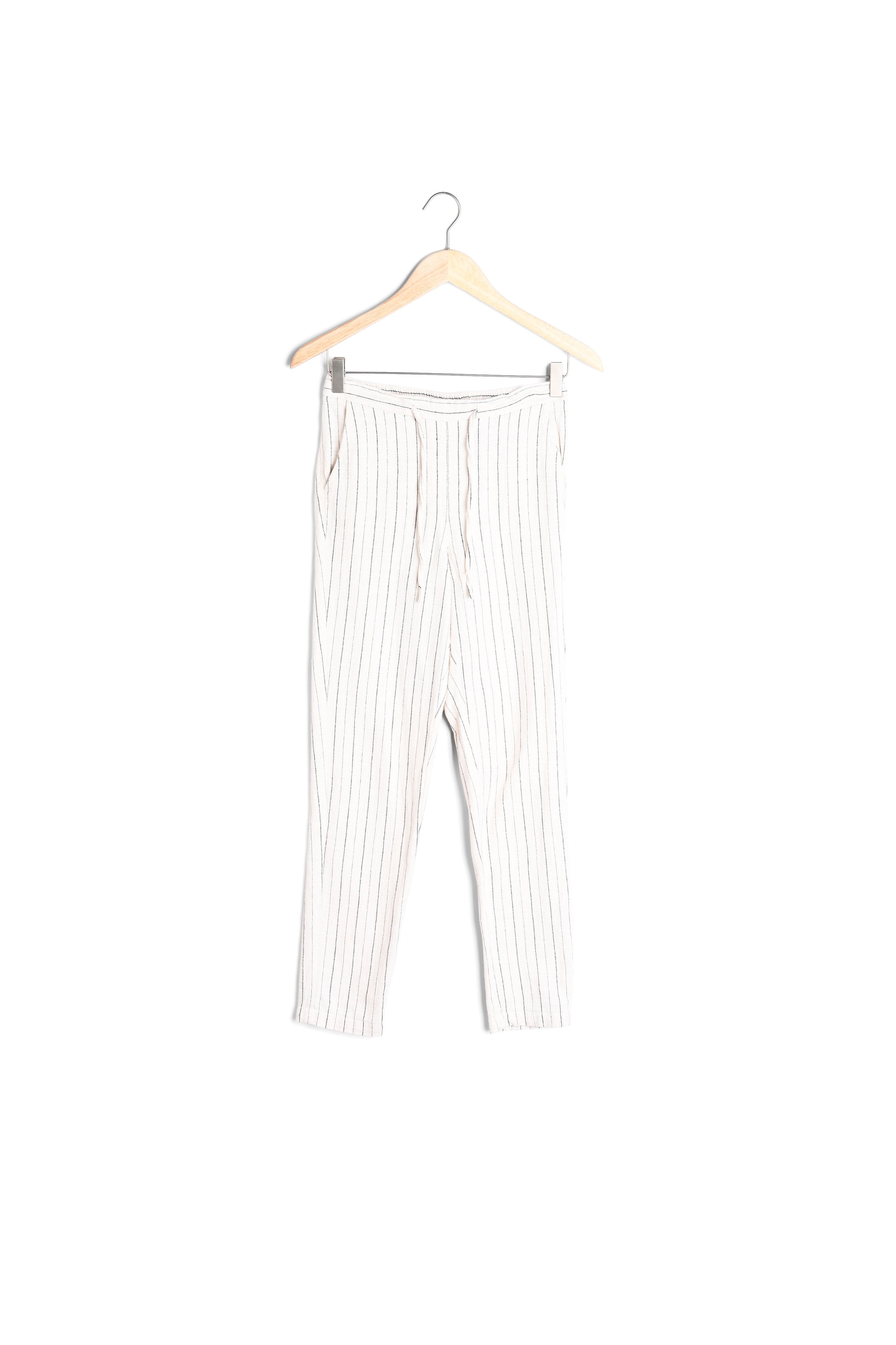 Pantalon chino en coton rayé écru Noor Faume - seconde main