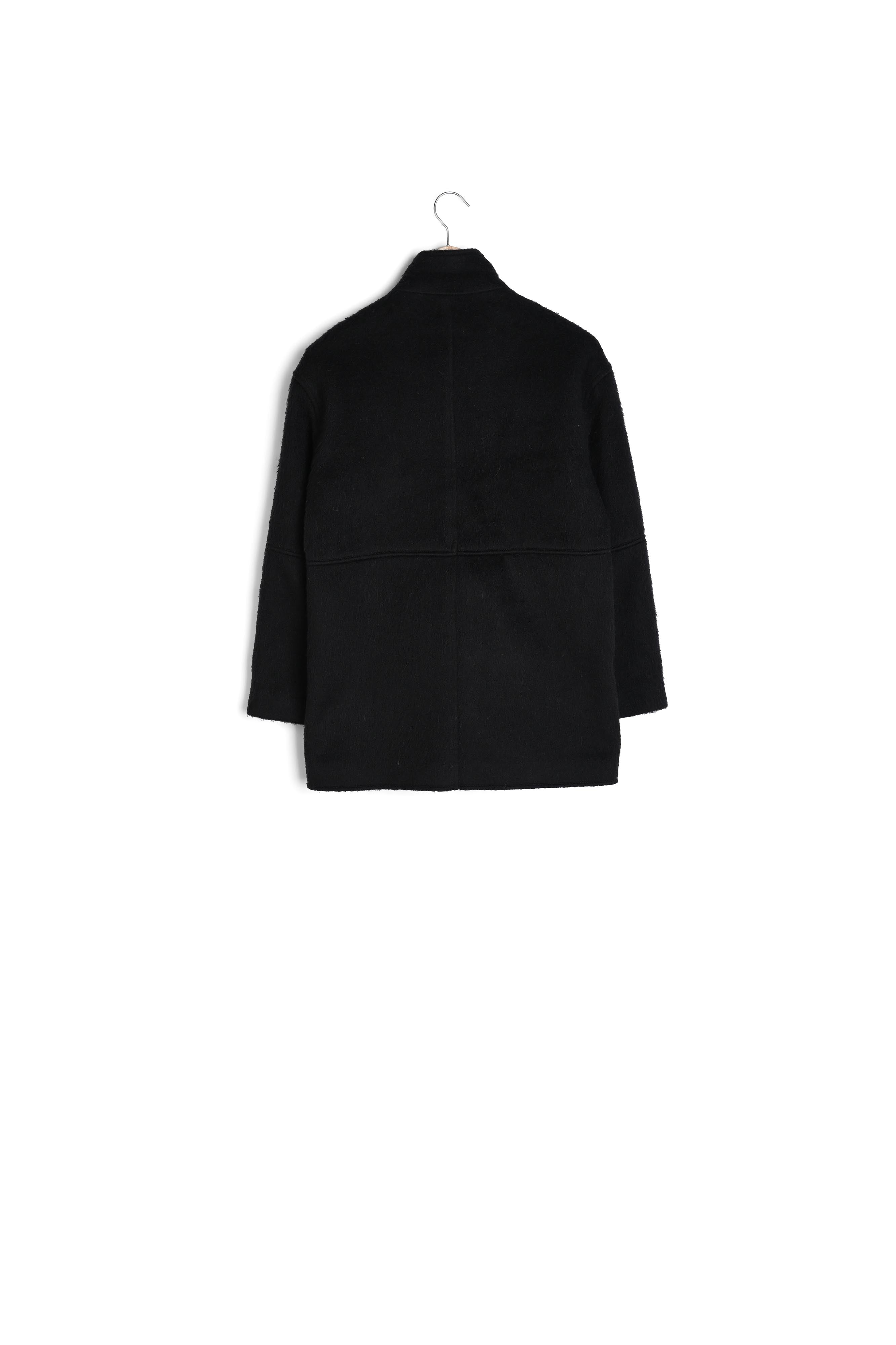 Manteau droit en laine et mohair noir Lamia Faume - seconde main
