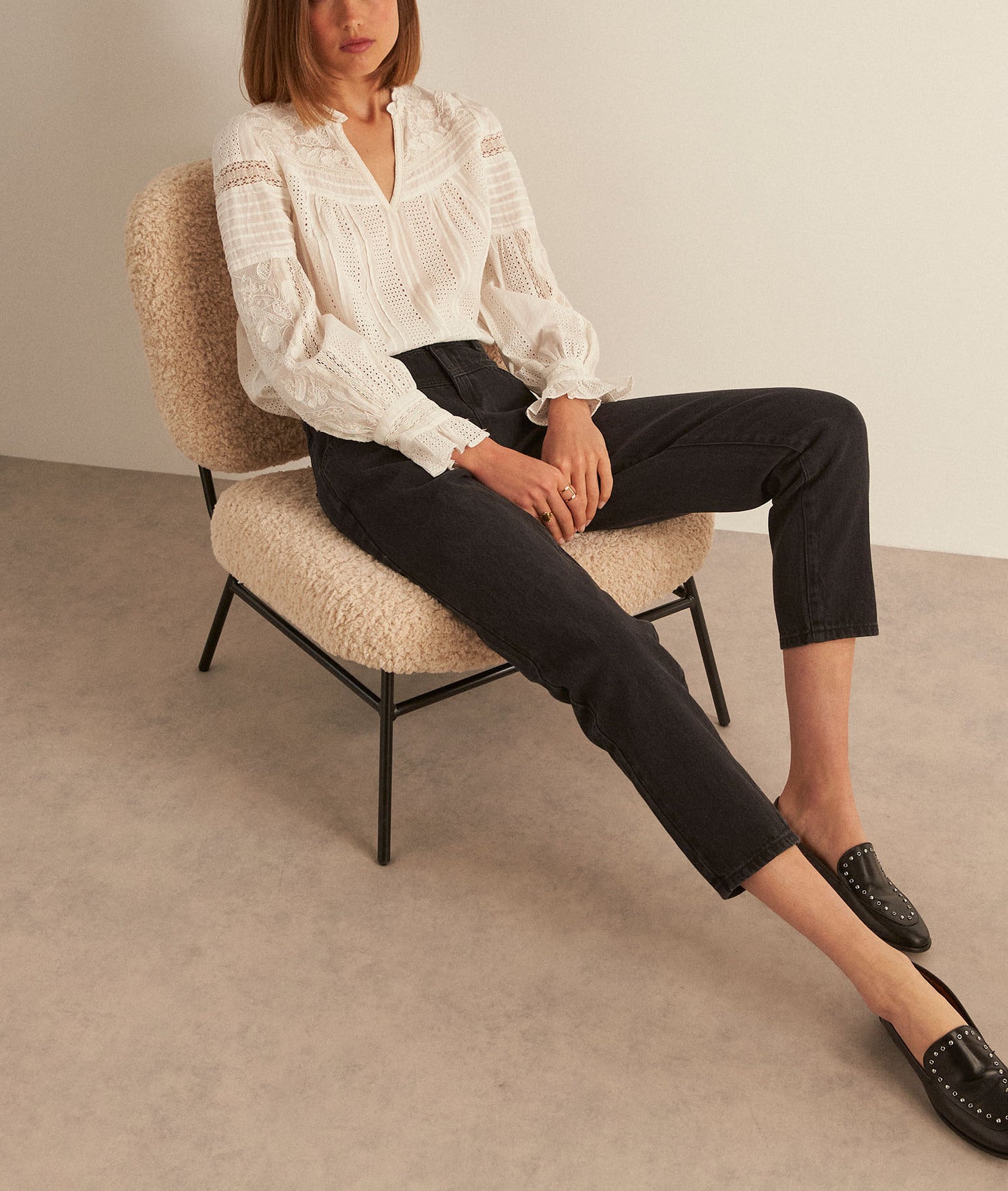 Jean chino noir en coton PATTY Faume - seconde main