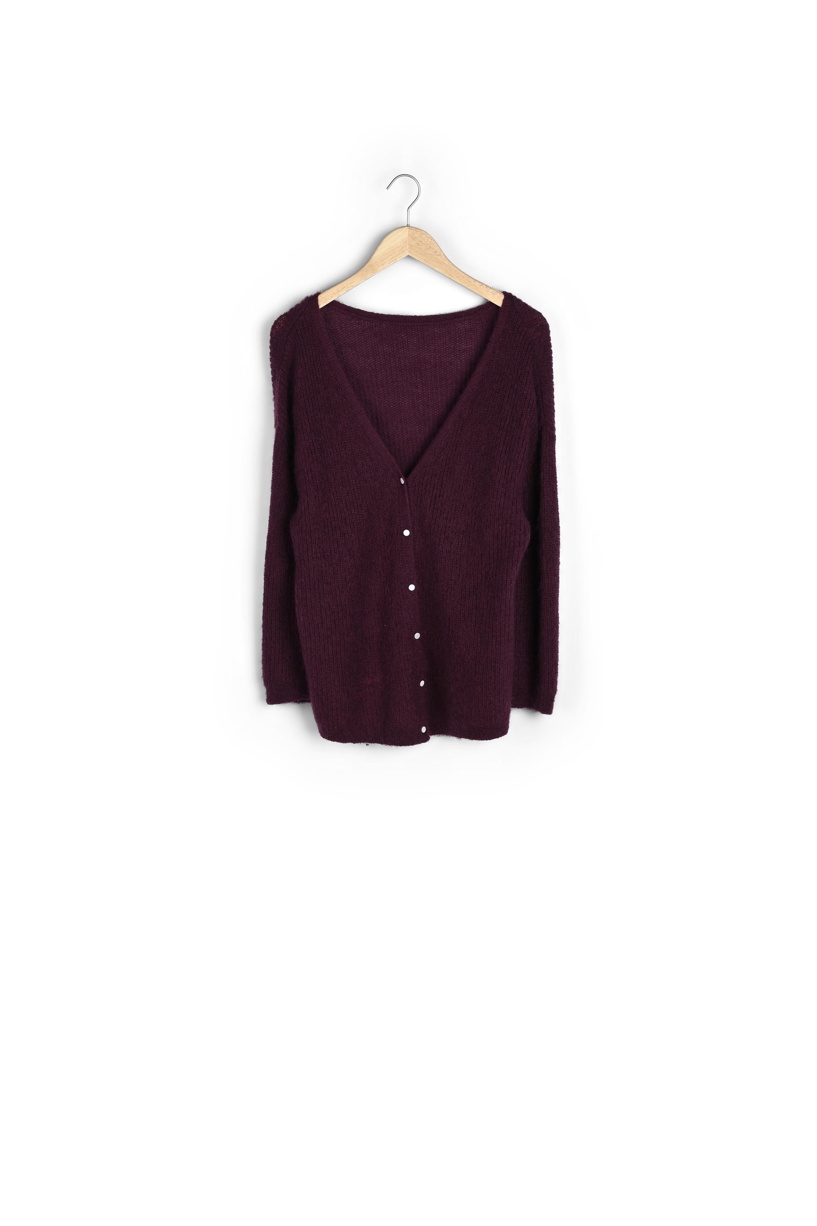 Cardigan en polyamide, laine et mohair bordeaux Paddy Faume - seconde main