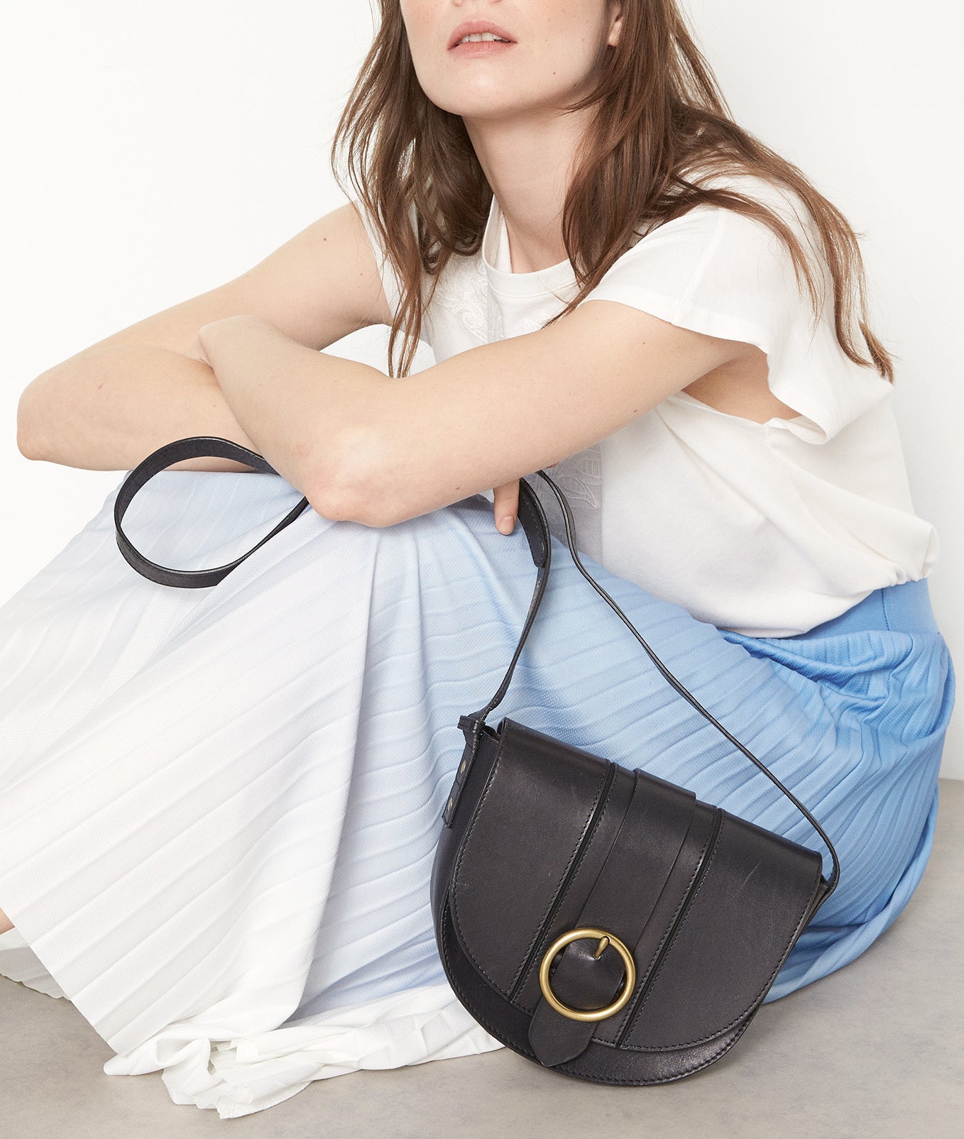 Jupe mi-longue plissée bleu ciel Darcy Faume - seconde main