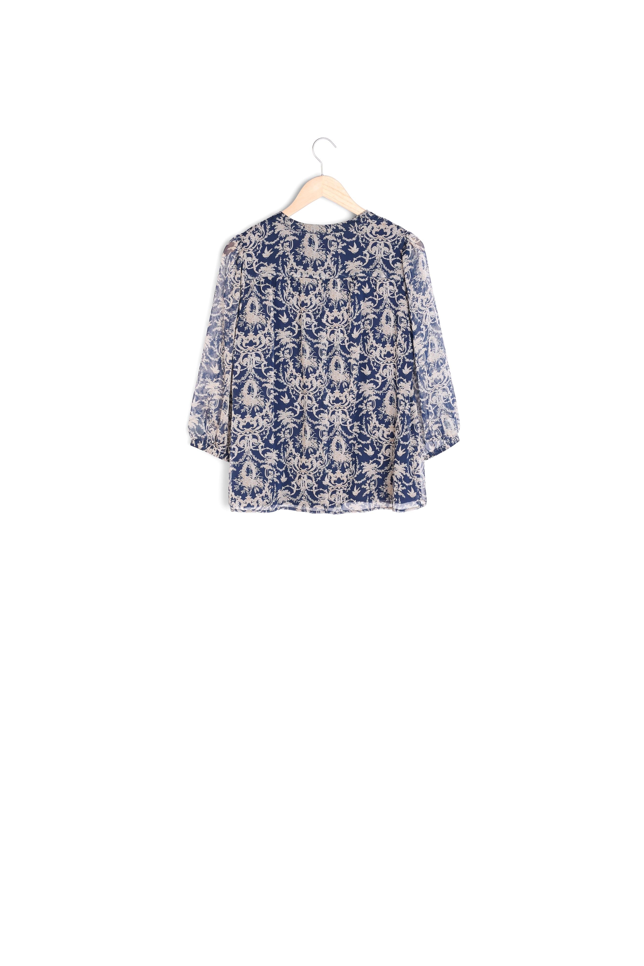 Blouse marine imprimée Elsa Faume - seconde main