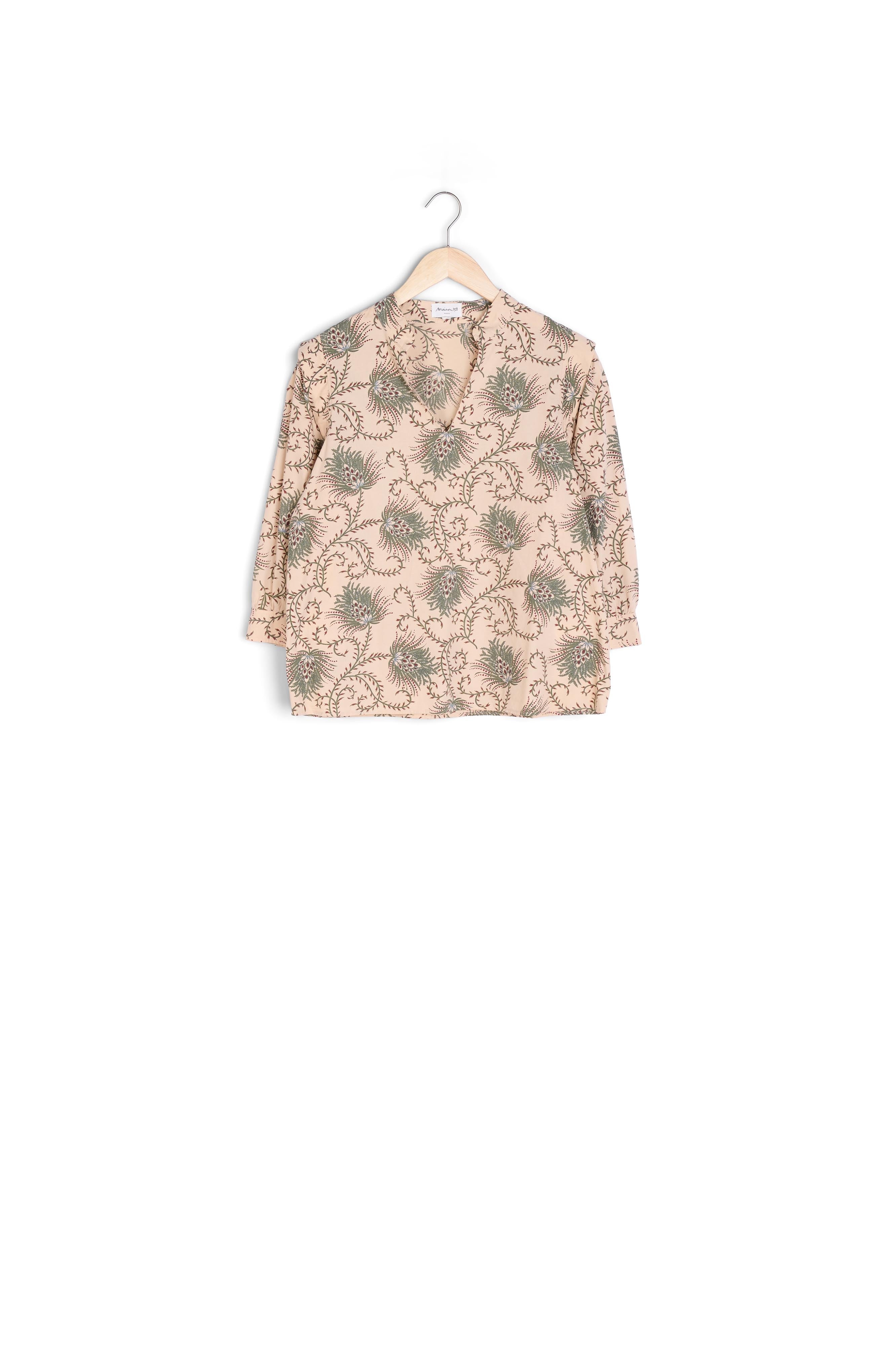 Blouse à manches bouffantes imprimée kaki Ava Faume - seconde main