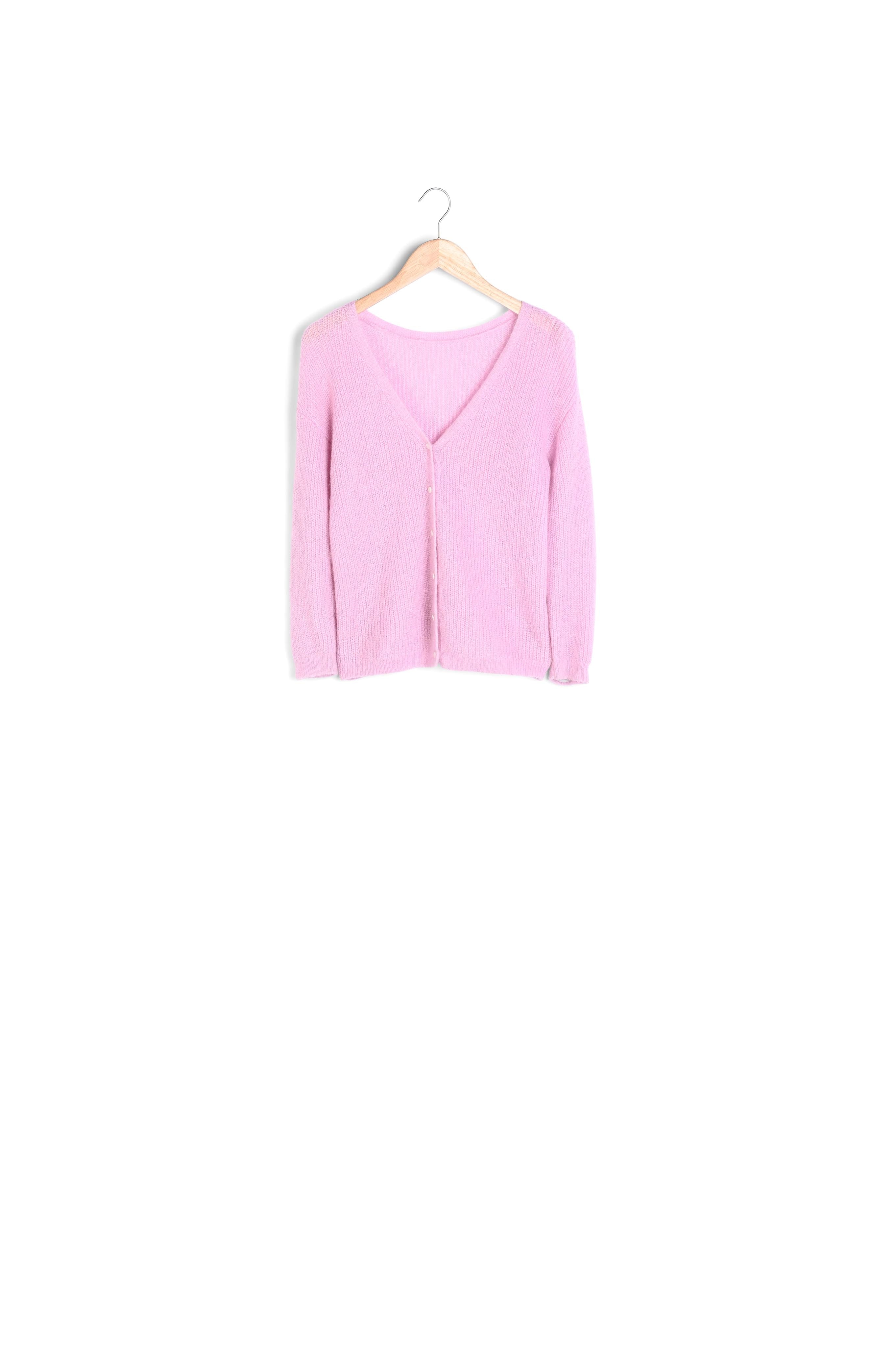 Cardigan en polyamide, laine et mohair rose poudré Paddy Faume - seconde main