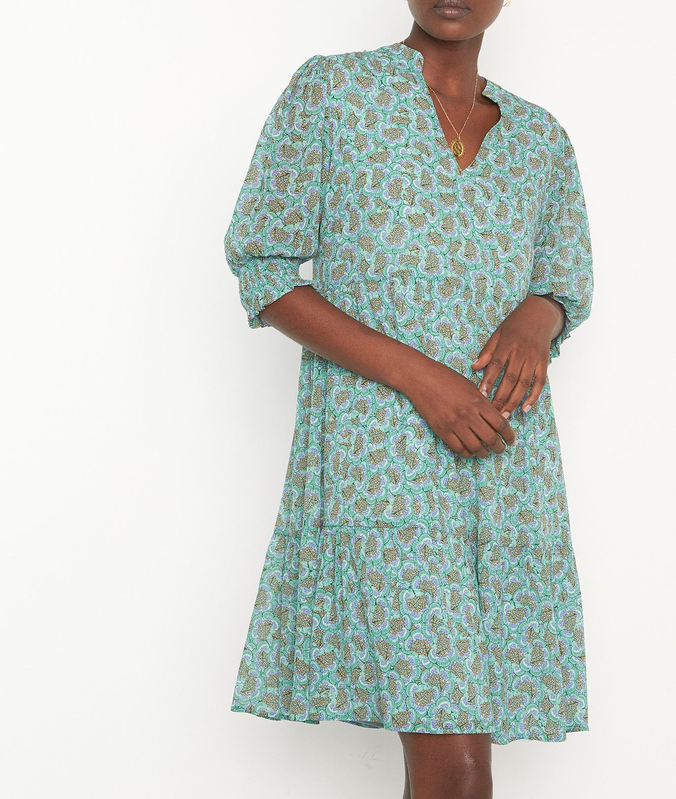 Robe courte imprimé aqua Nocela Faume - seconde main