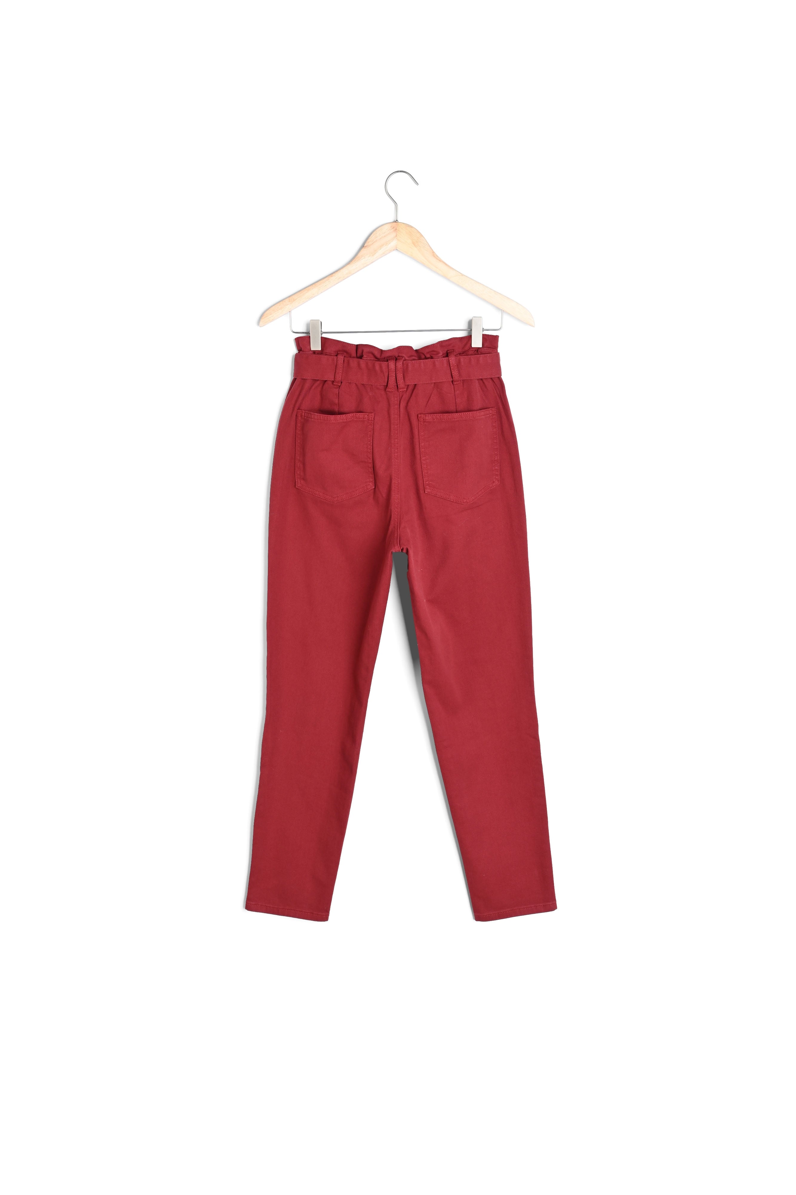 Pantalon paperbag en coton grenat Barbara Faume - seconde main