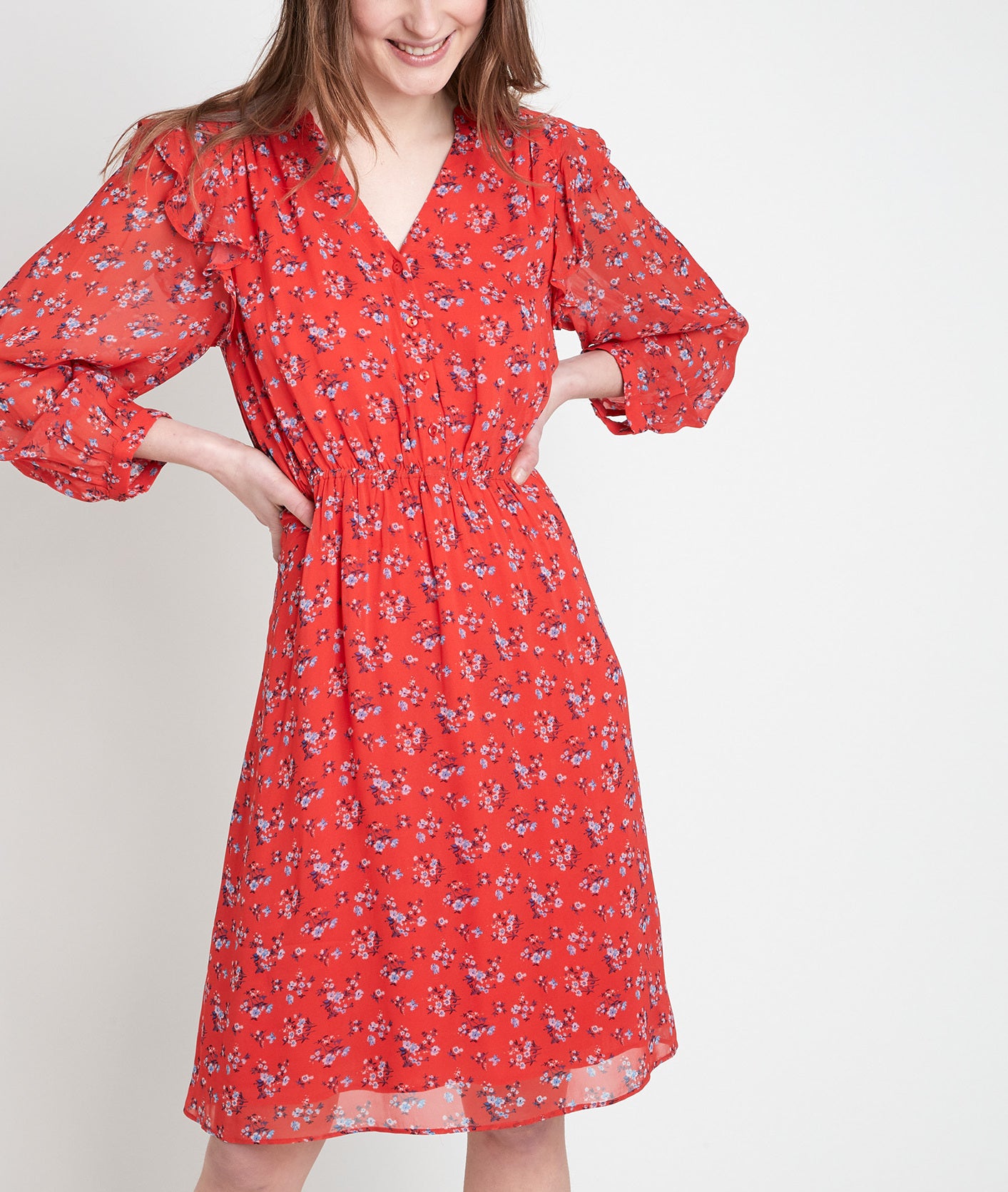 Robe rouge imprimé fleuri Livie Faume - seconde main