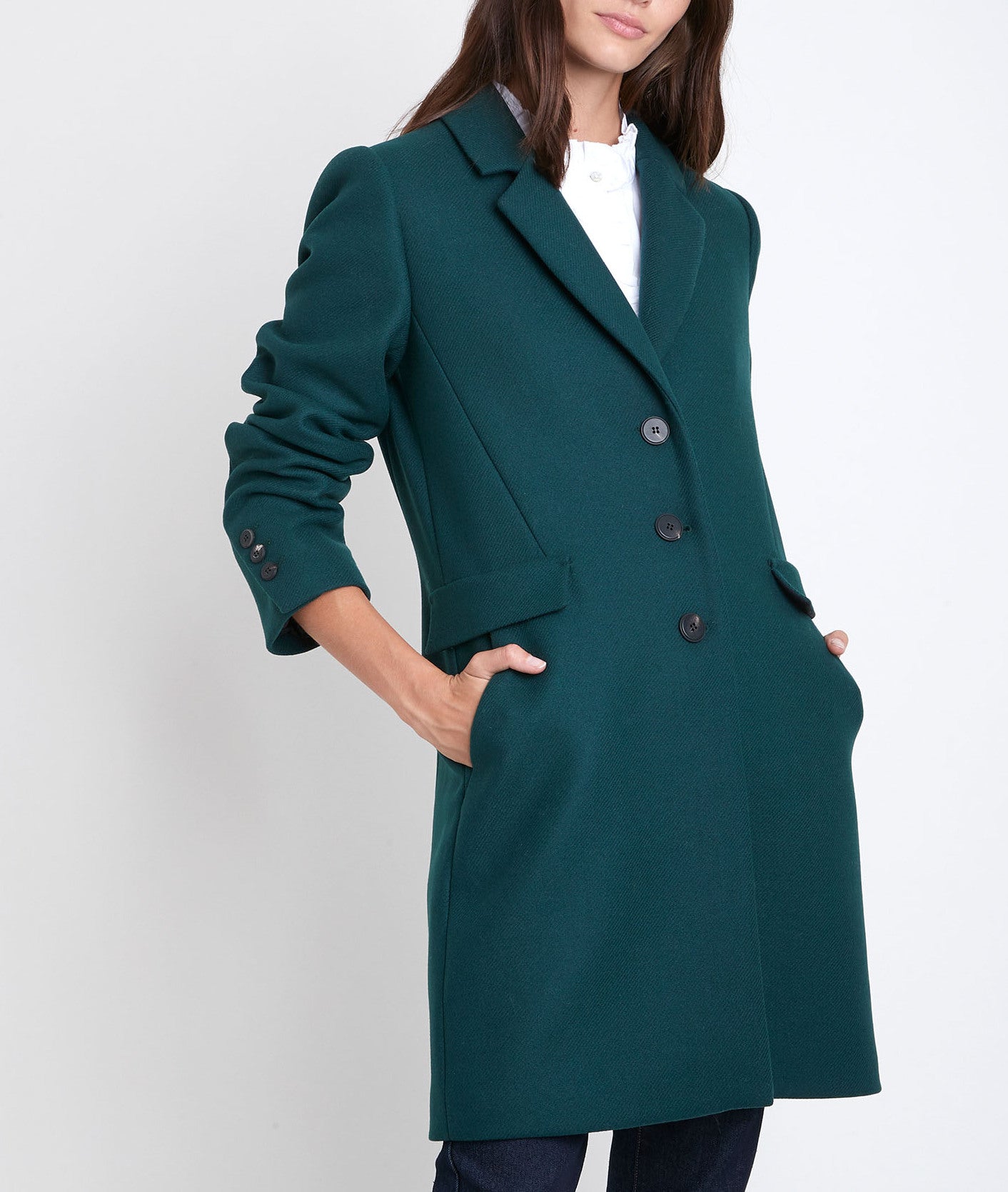 Manteau en laine droit émeraude Plume Faume - seconde main