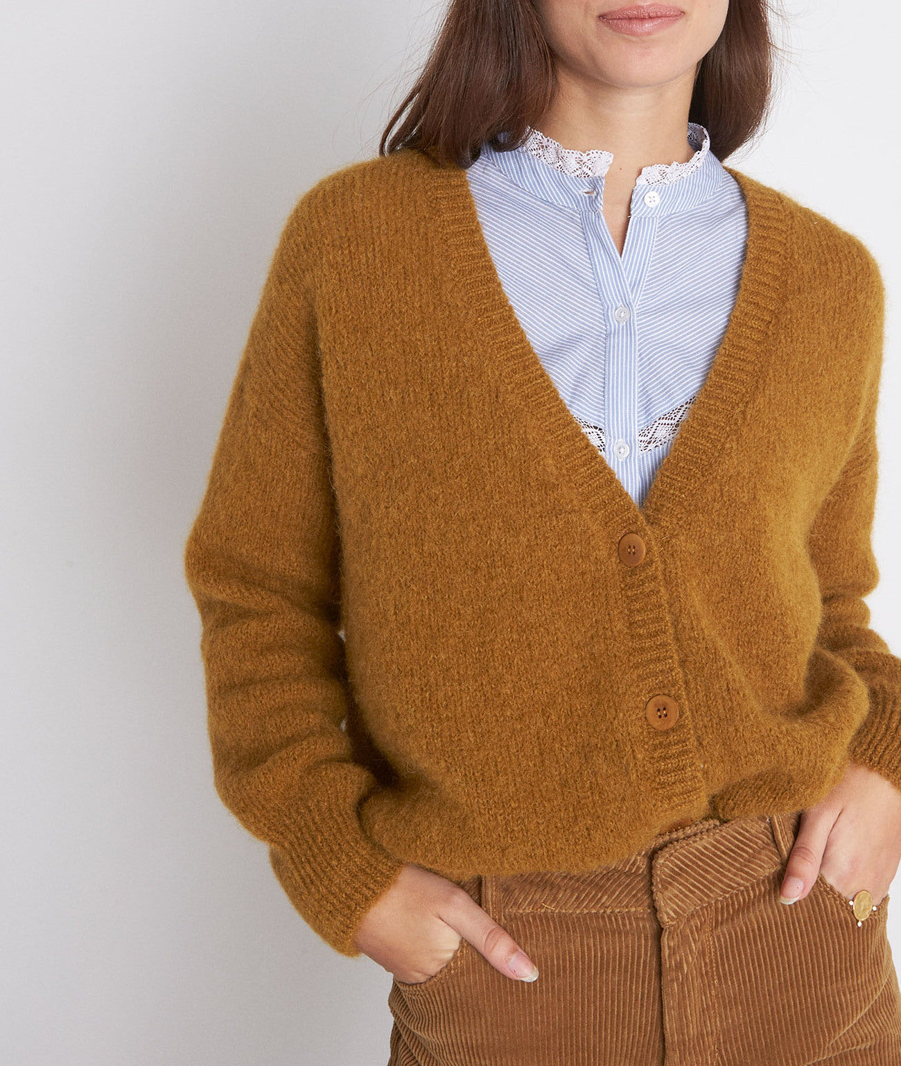 Cardigan XXL en alpaga et mohair bronze Pawel Faume - seconde main