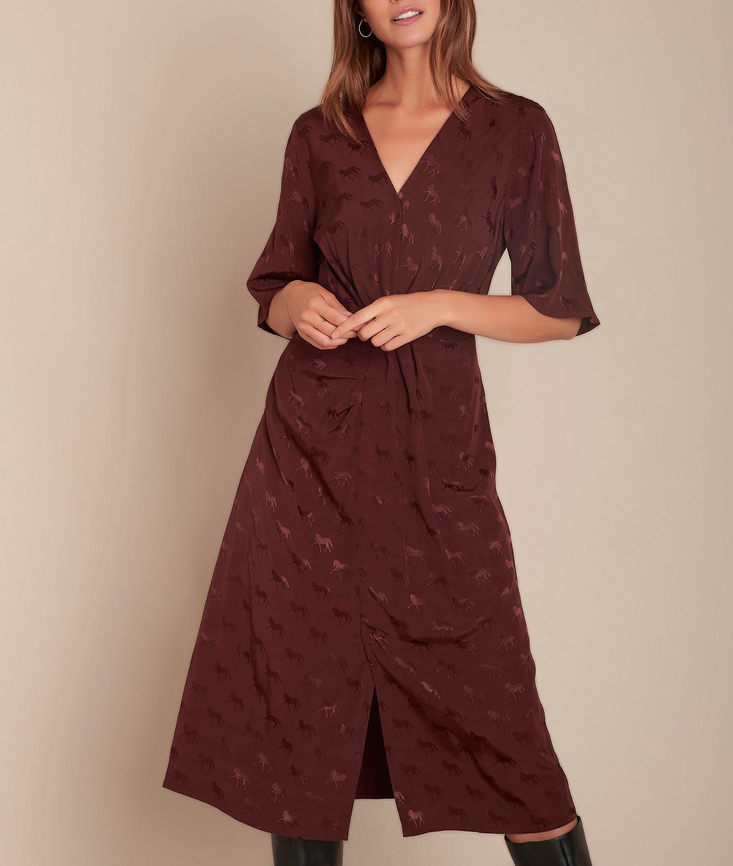 Robe en jacquard imprimé cheval Imagine Faume - seconde main