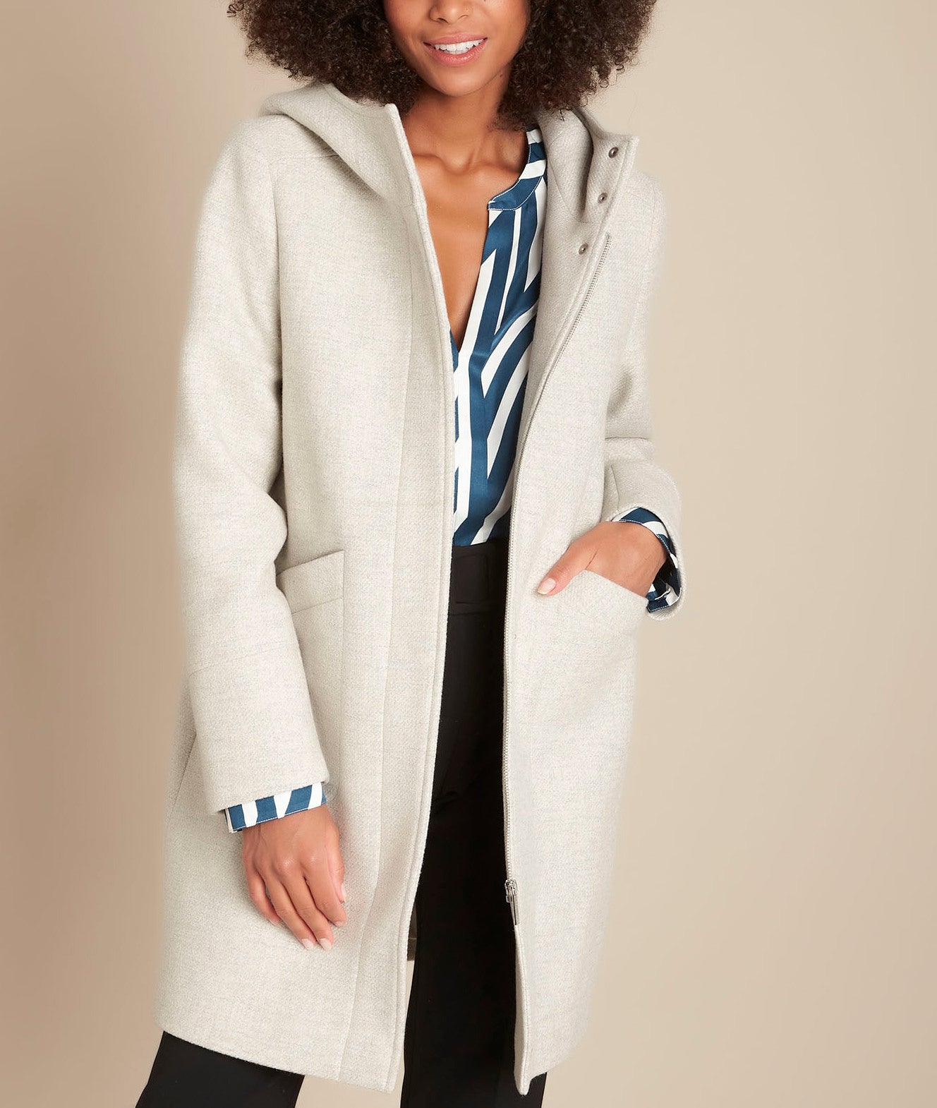 Manteau en laine gris chiné Terrence Faume - seconde main