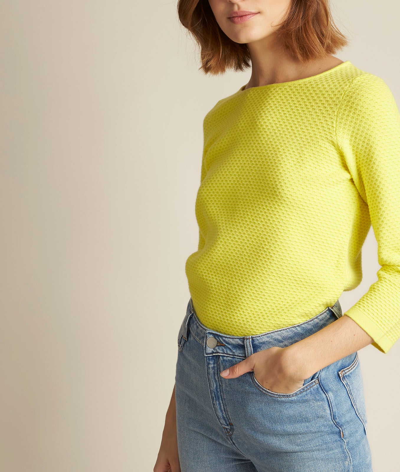 Pull citrus col bateau Delta Faume - seconde main