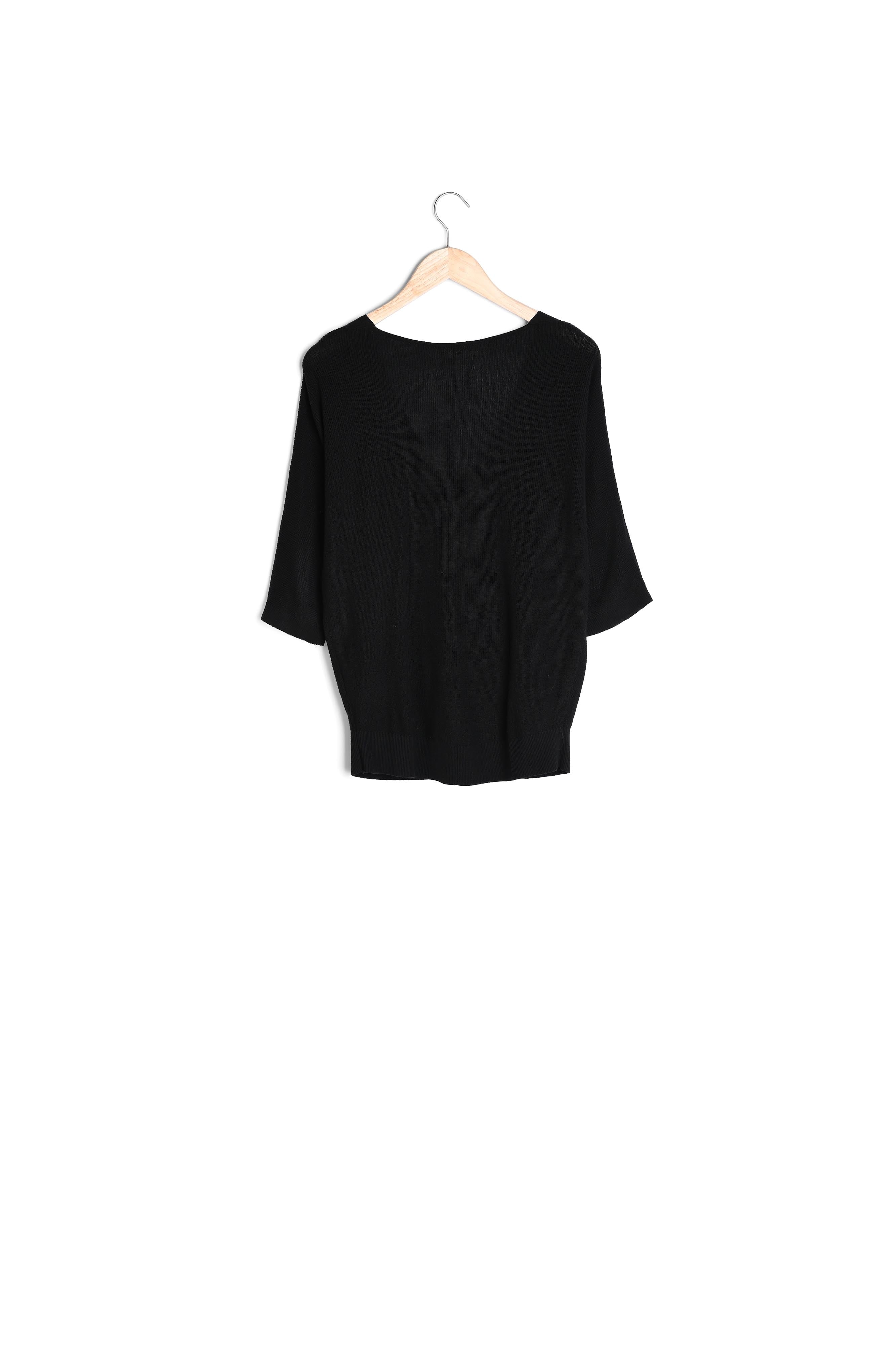 Pull col V en Lyocell Tencel, coton et lin noir Paj Faume - seconde main