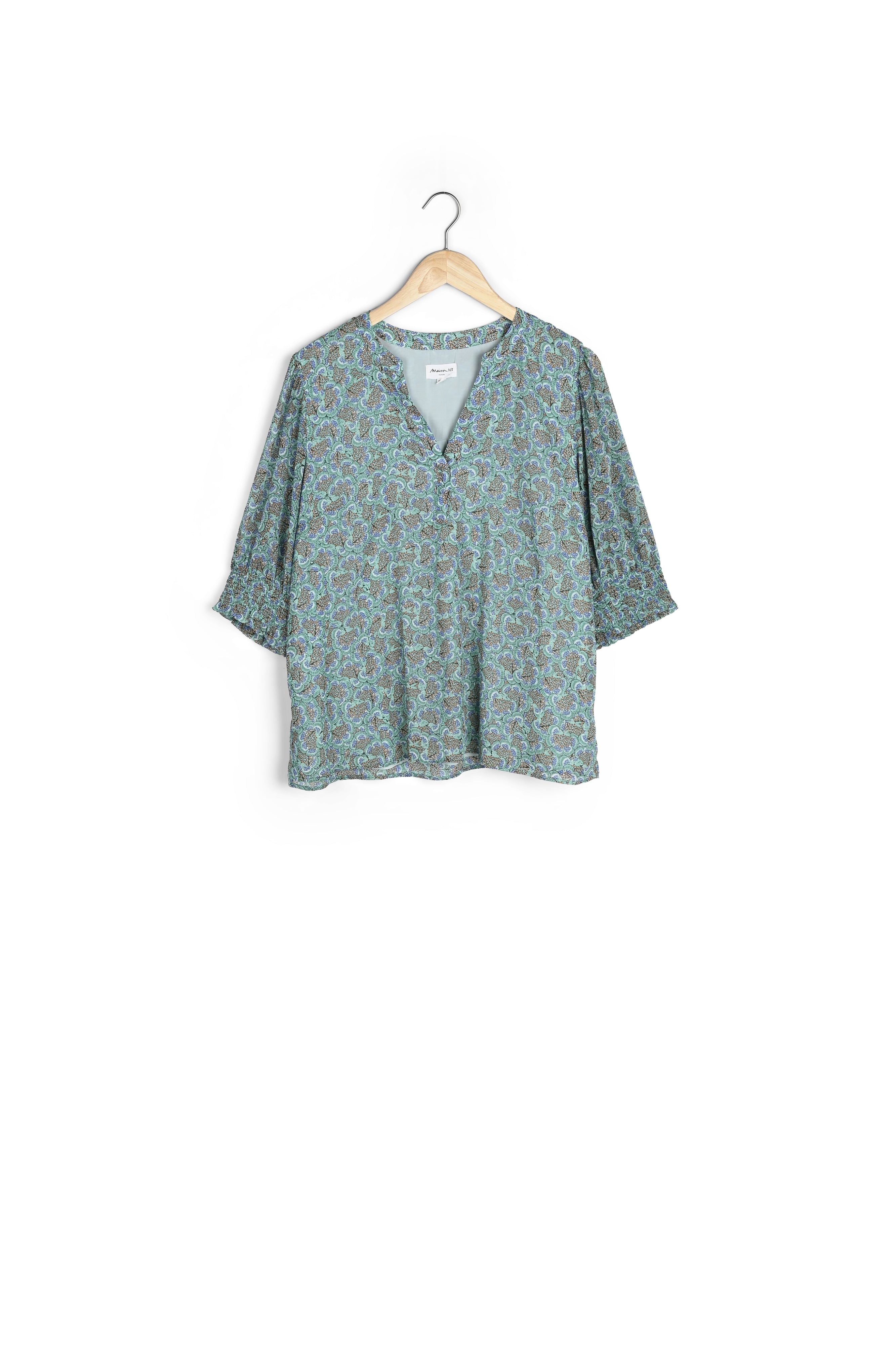 Blouse imprimée vert d'eau Lucrece Faume - seconde main