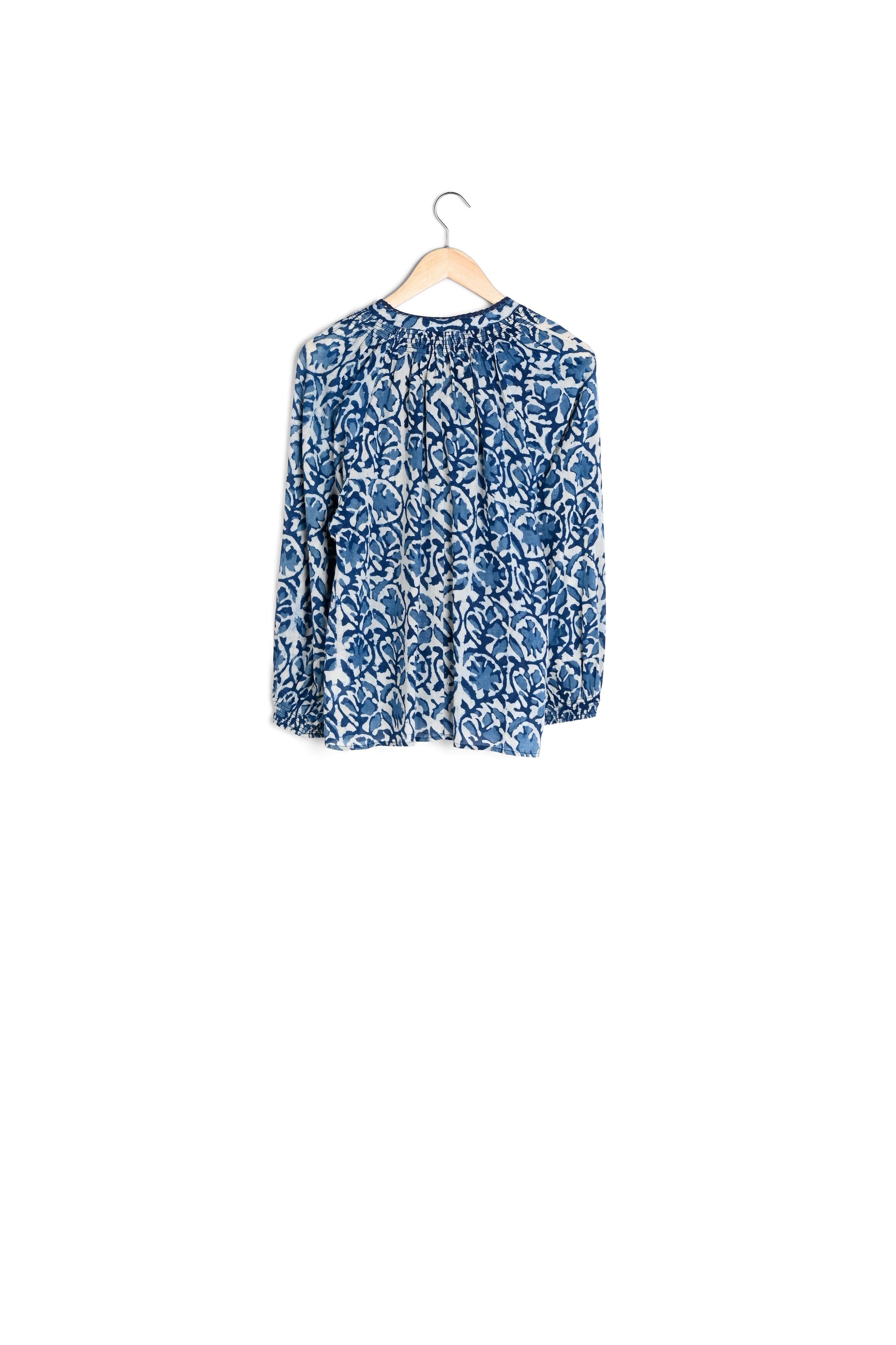 Blouse à l'imprimé artisanal bleu Tevaelle Faume - seconde main