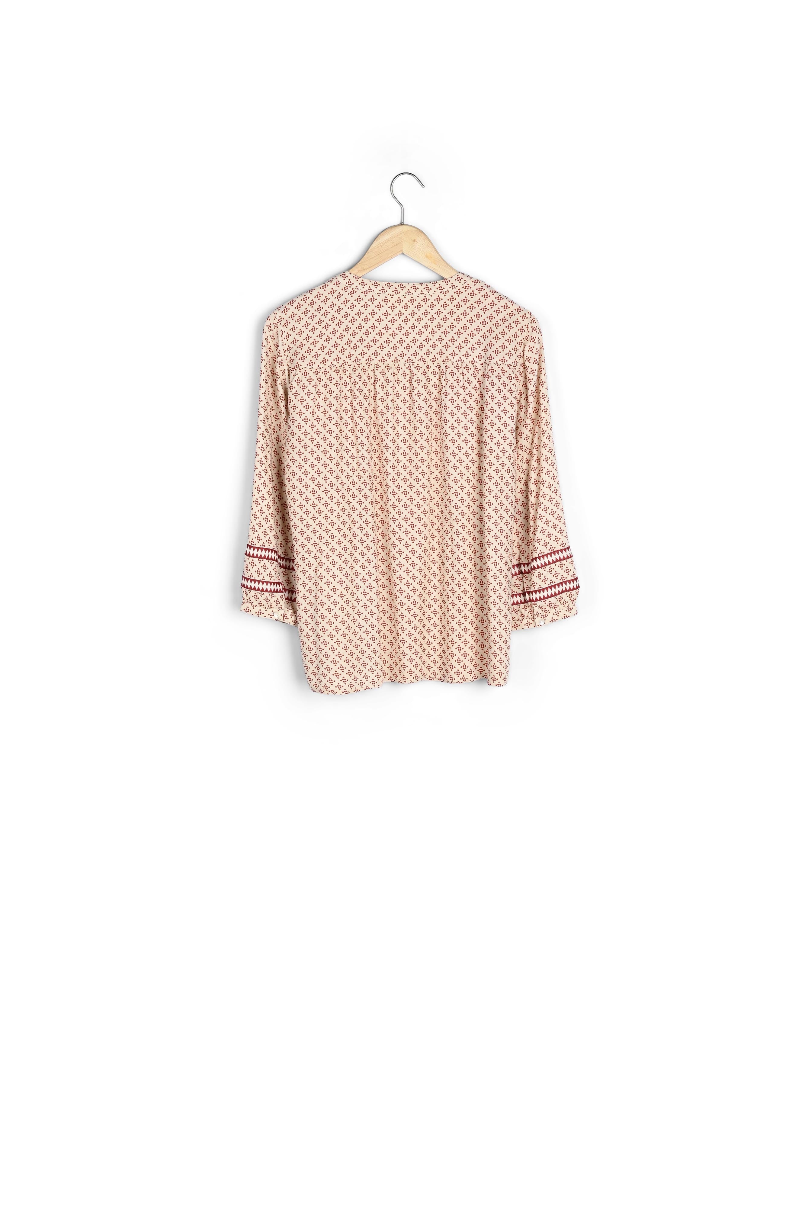 Blouse fluide imprimée écrue et bordeaux Amandine Faume - seconde main