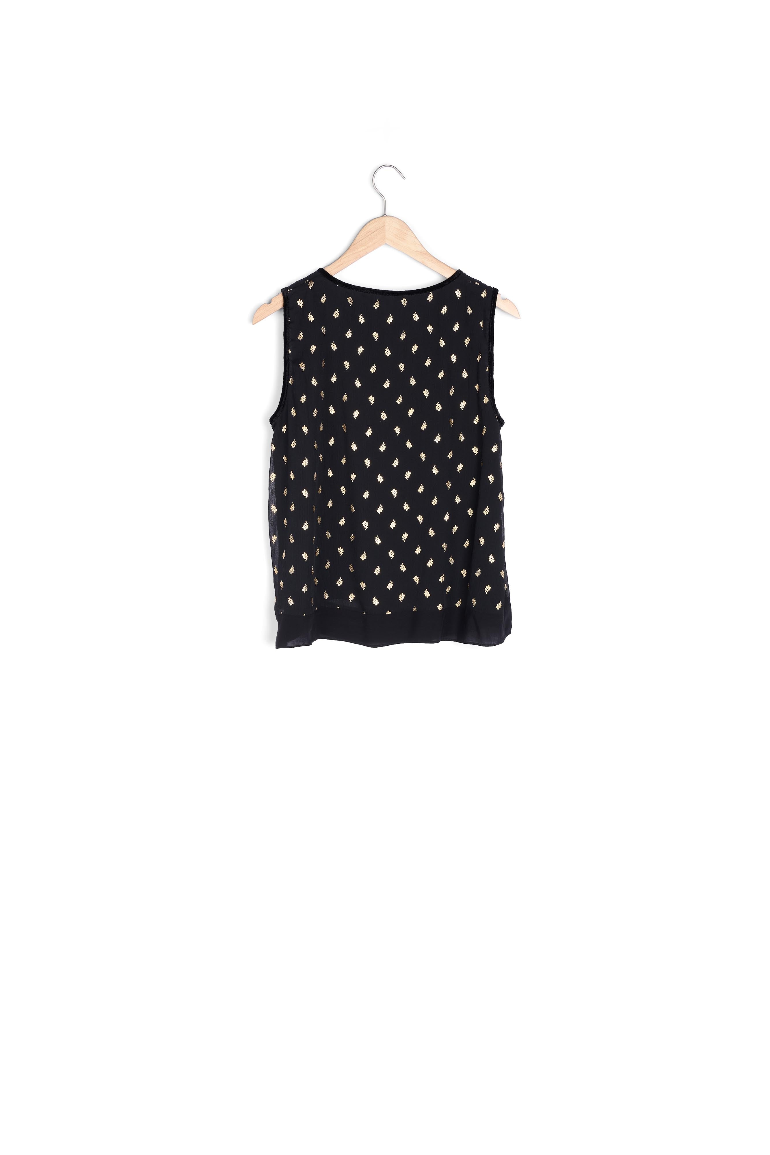 Top noir brodé Fanette Faume - seconde main