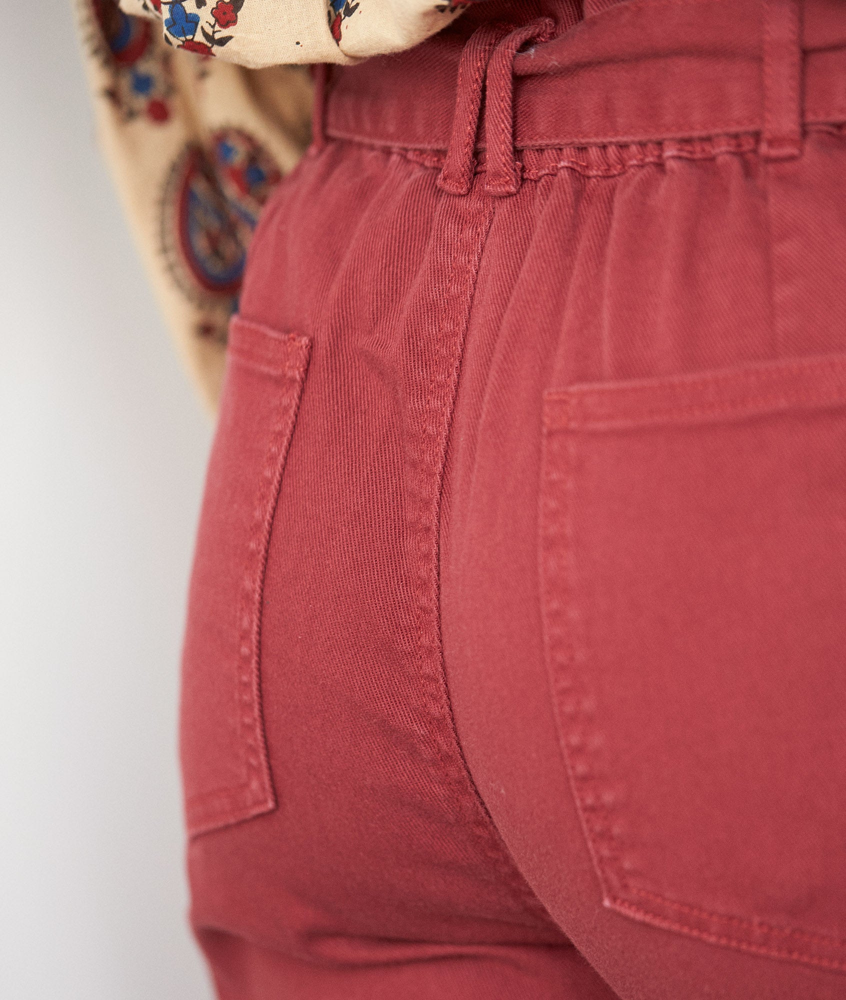 Pantalon paperbag en coton grenat Barbara Faume - seconde main