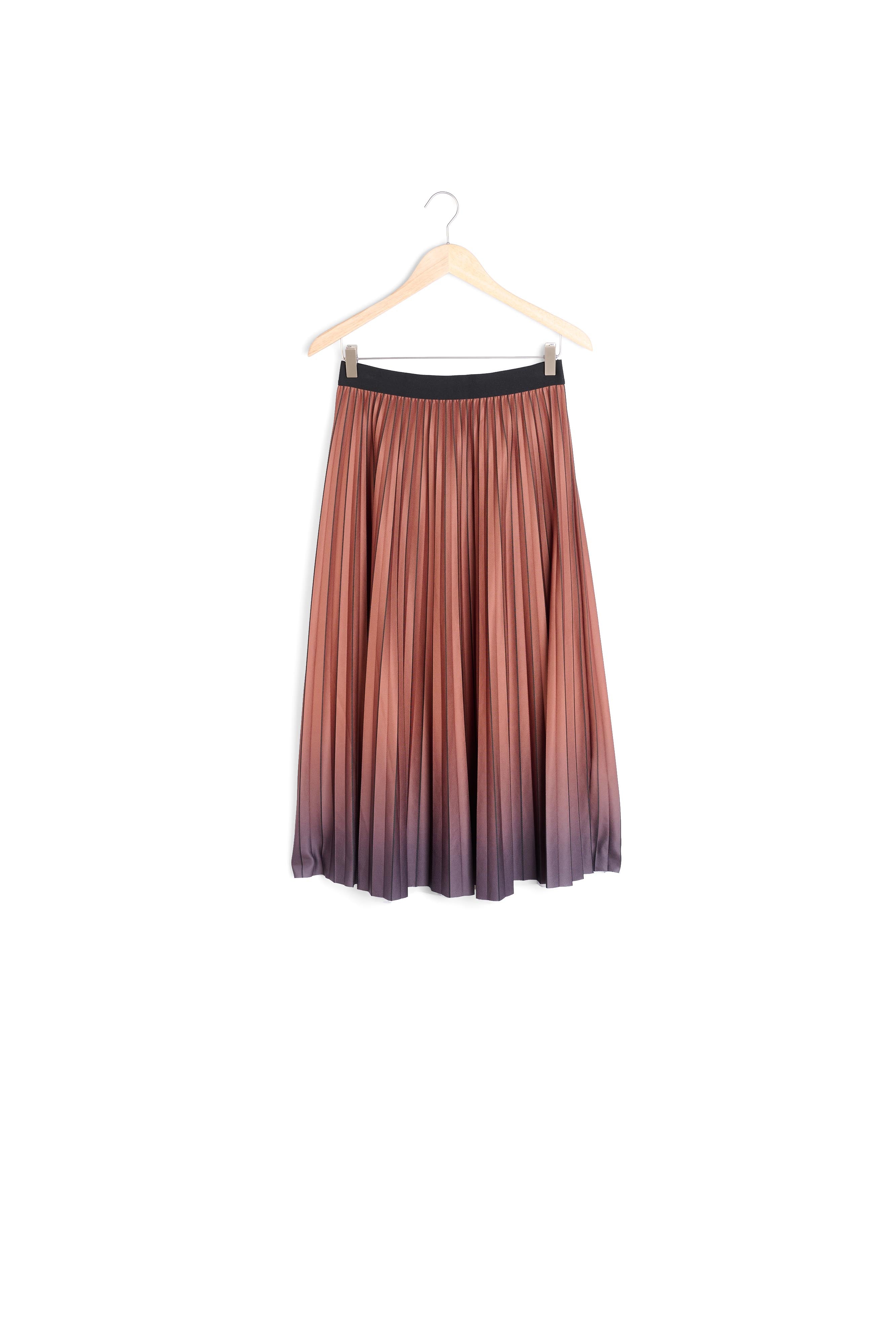 Jupe mi-longue plissée tie and dye caramel Elara Faume - seconde main