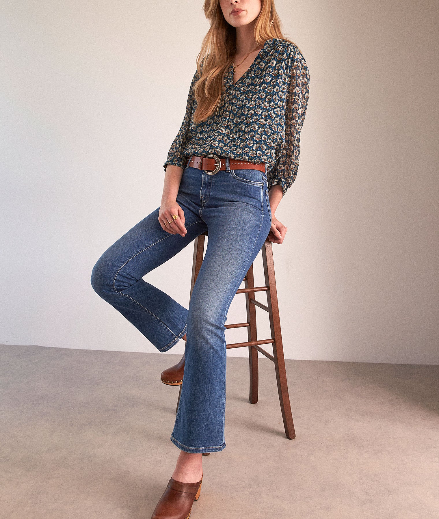 Blouse imprimée bleu Elsa Faume - seconde main