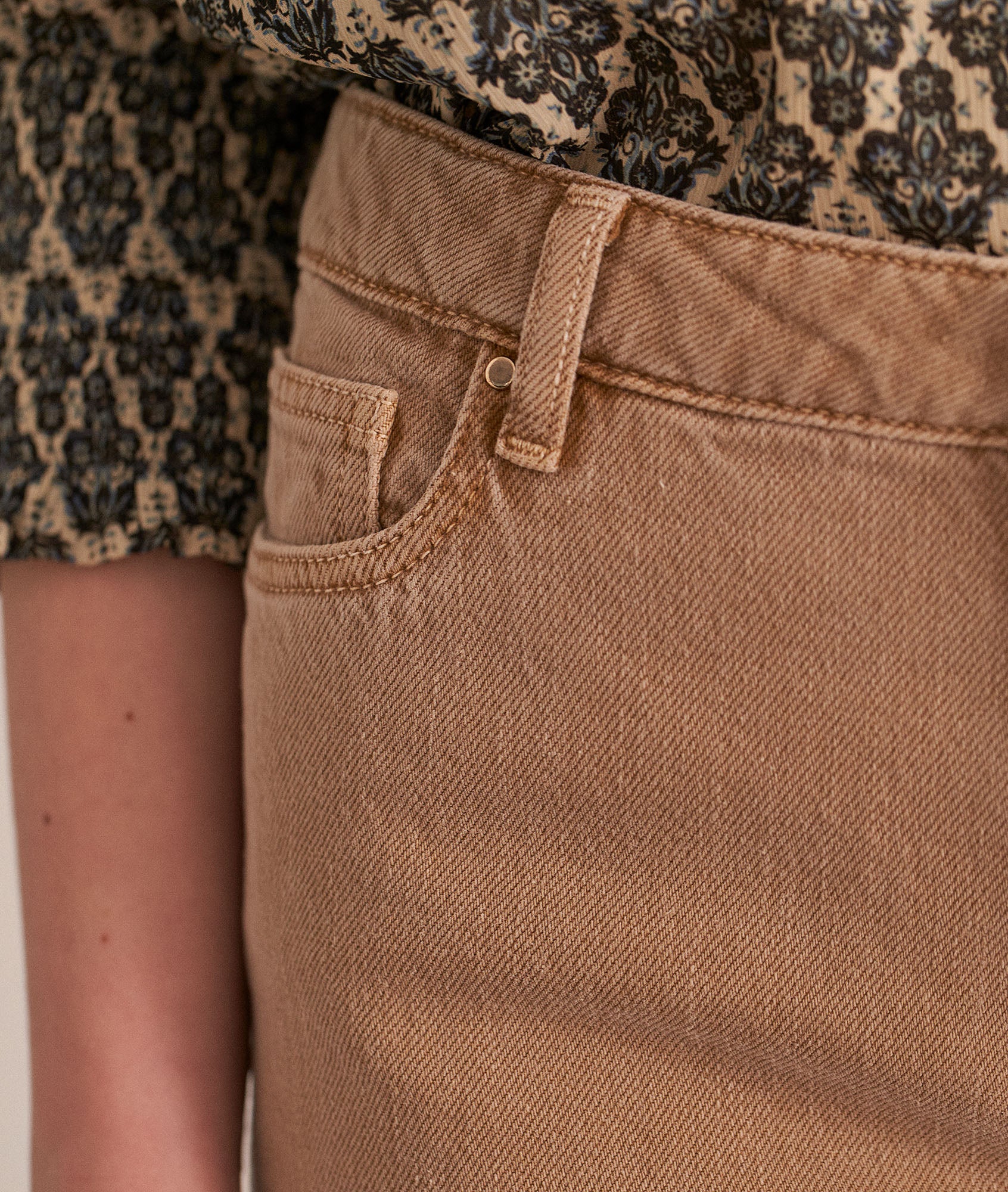 Jean en coton bio beige Prescilia Faume - seconde main