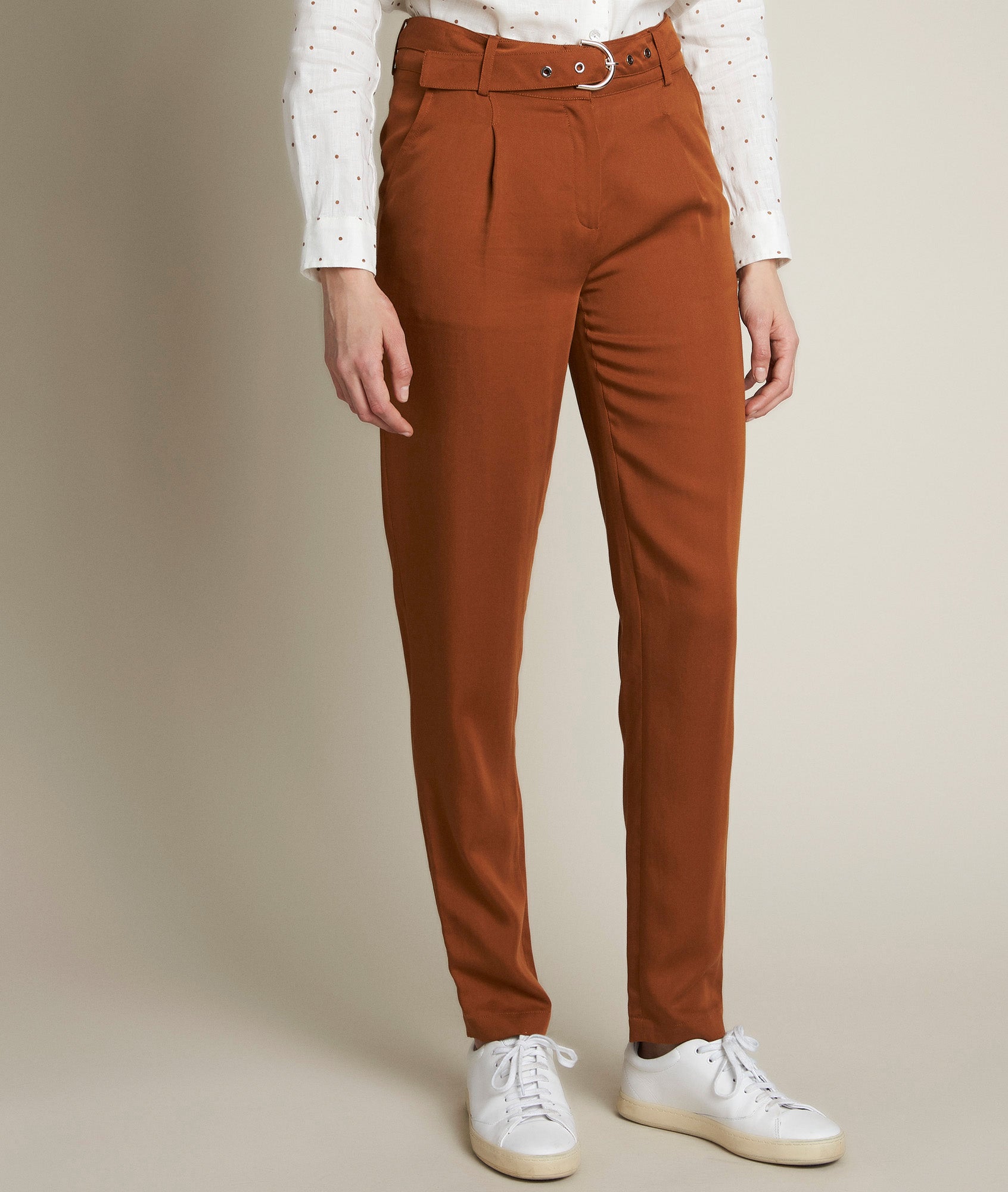 Pantalon chino en tencel caramel Issel Faume - seconde main