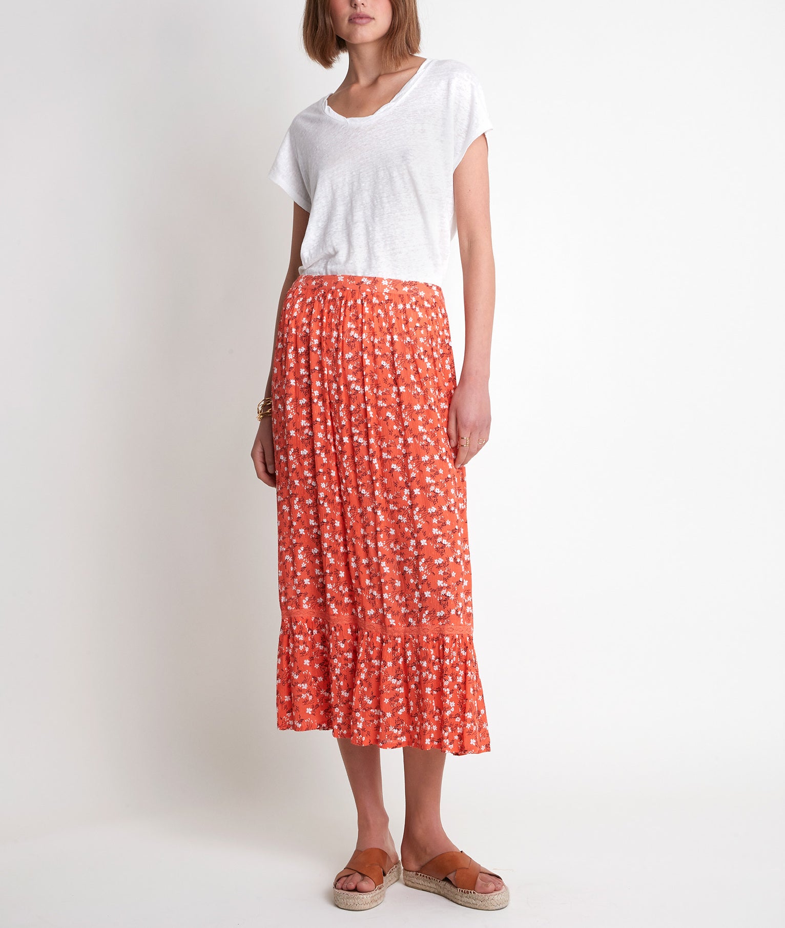 Jupe imprimée rouge Erna Faume - seconde main