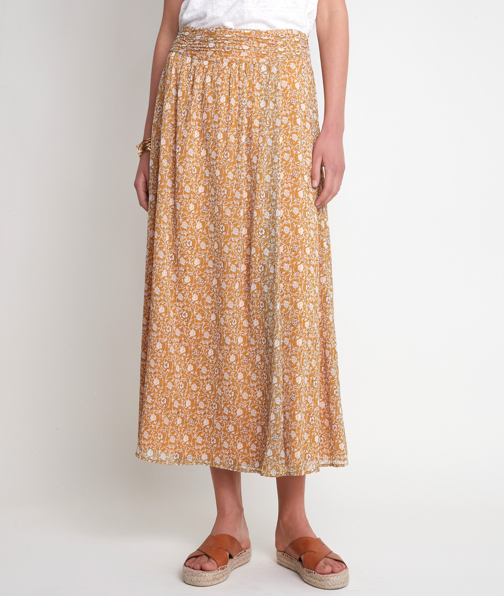 Jupe imprimée bronze Etel Faume - seconde main