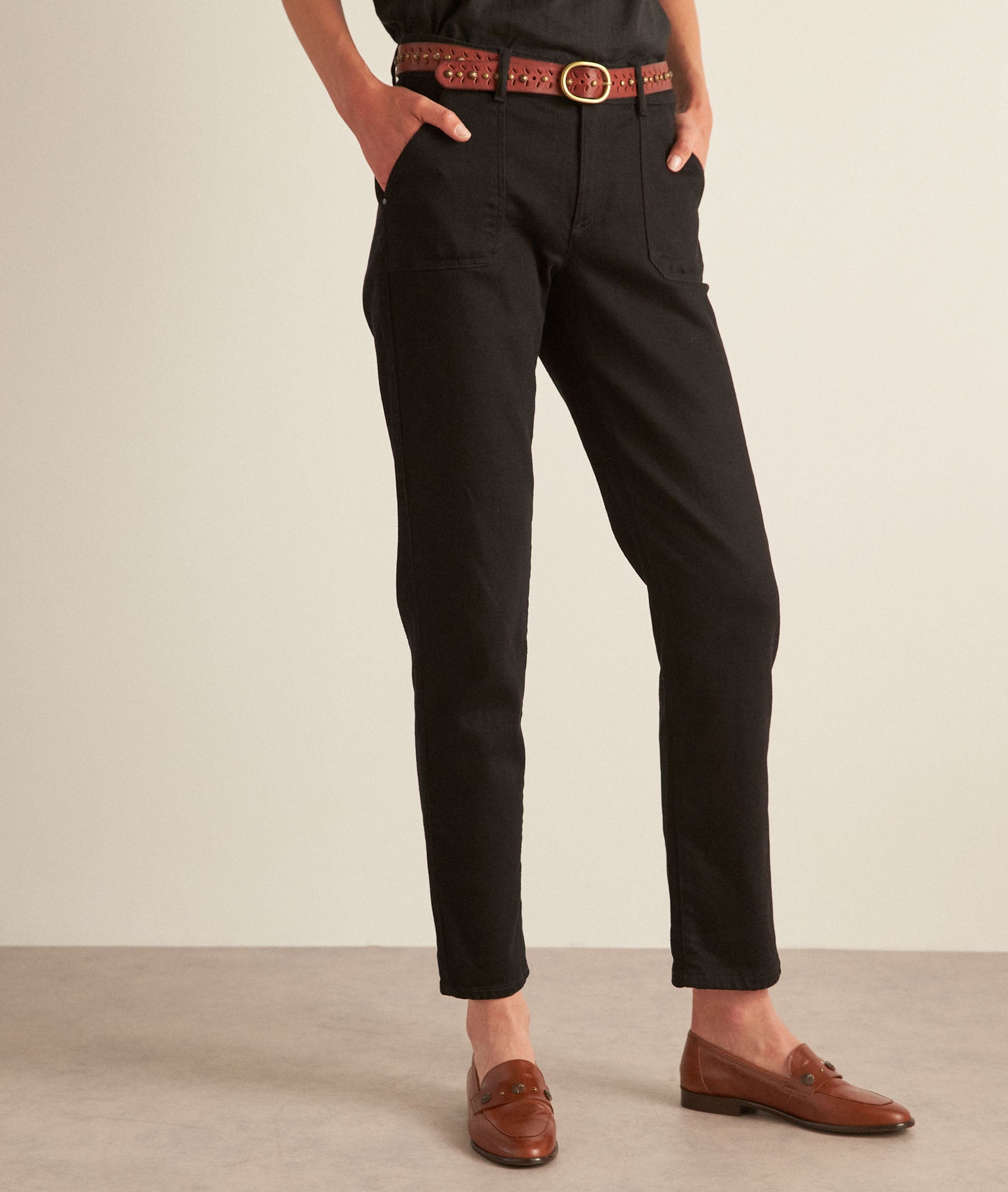 Jean chino en coton noir Nalla Faume - seconde main