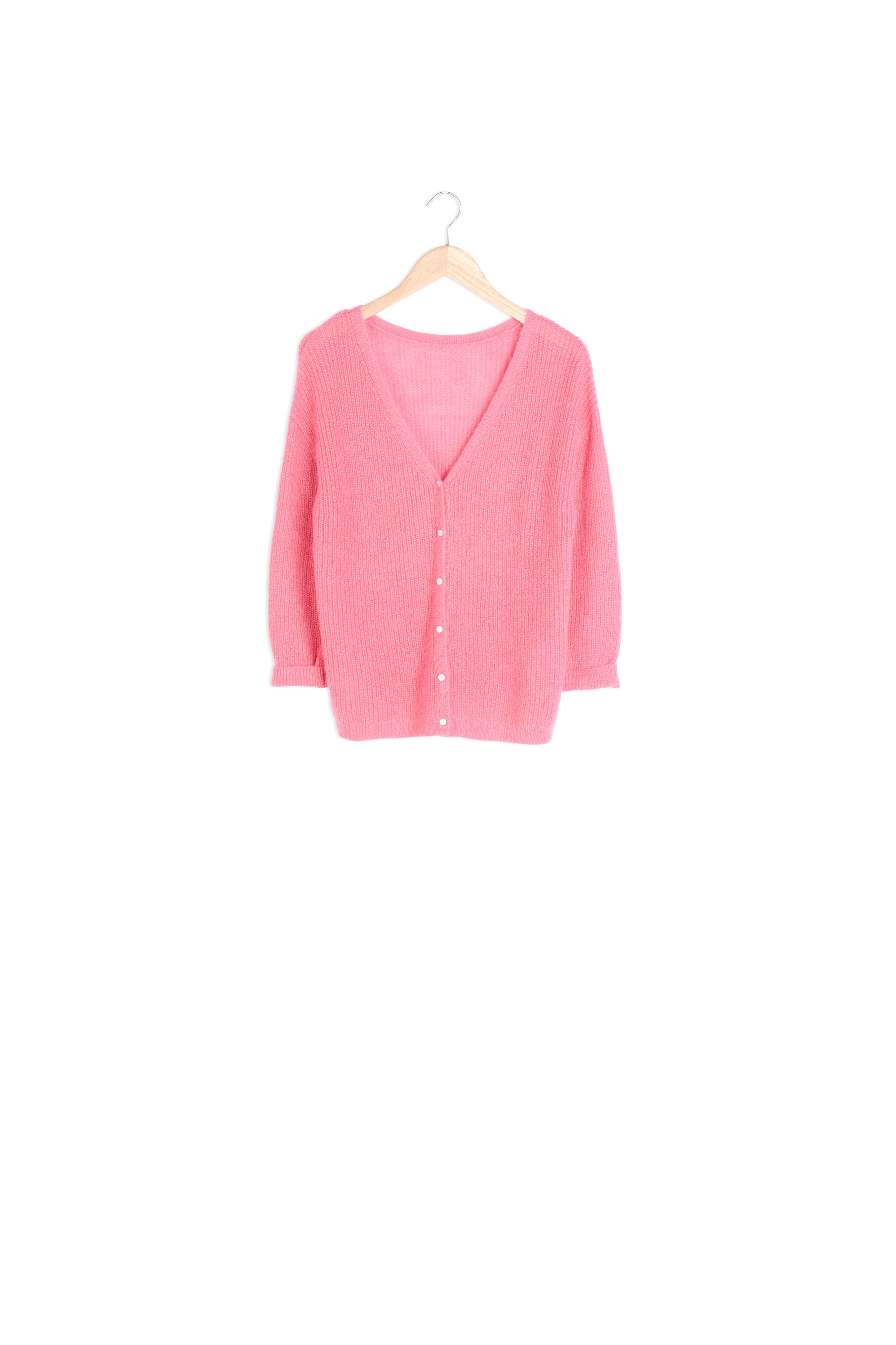 Cardigan en polyamide et laine recyclés rose Paddy Faume - seconde main