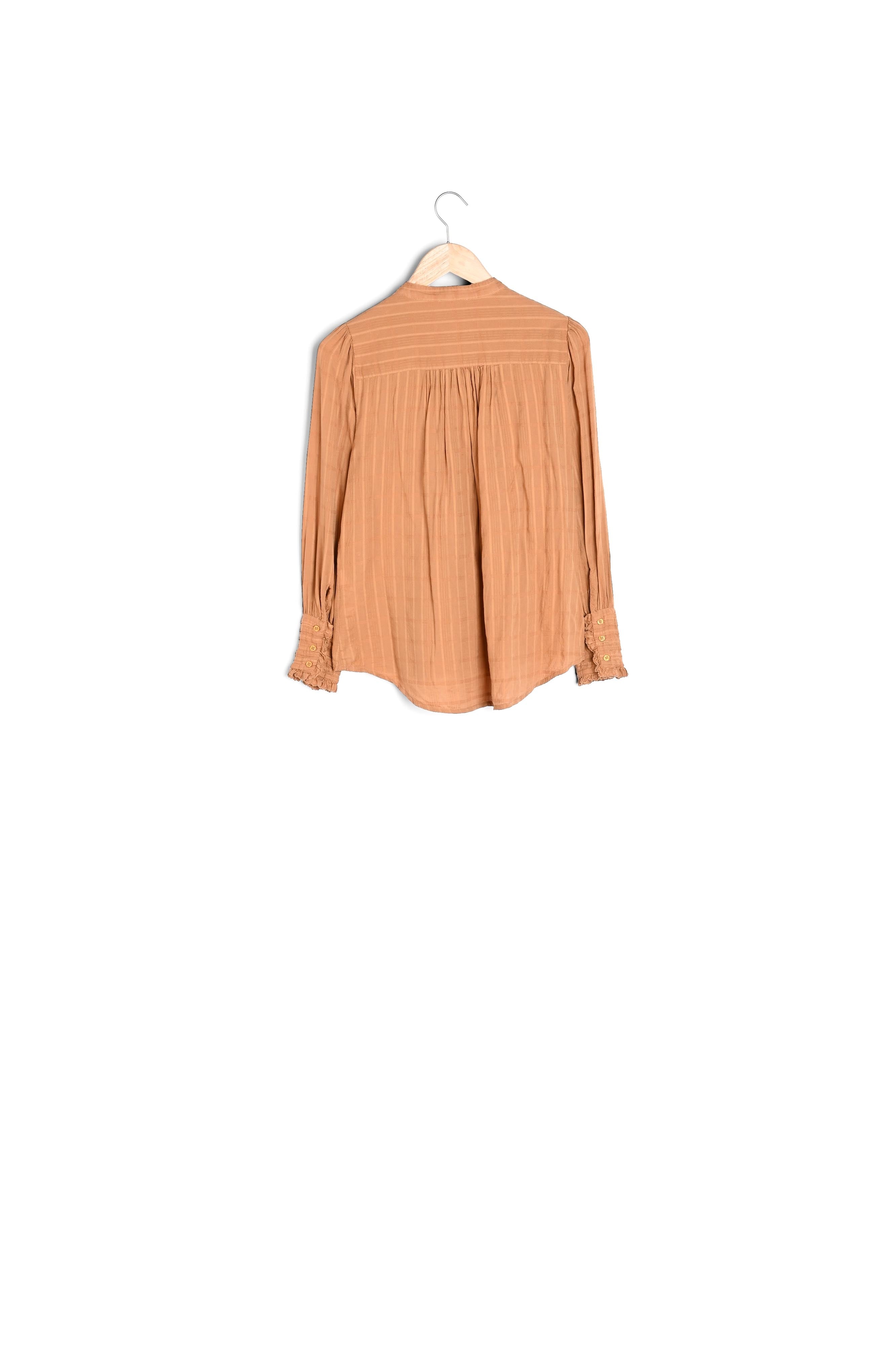 Chemise plastron froncé camel Laika Faume - seconde main
