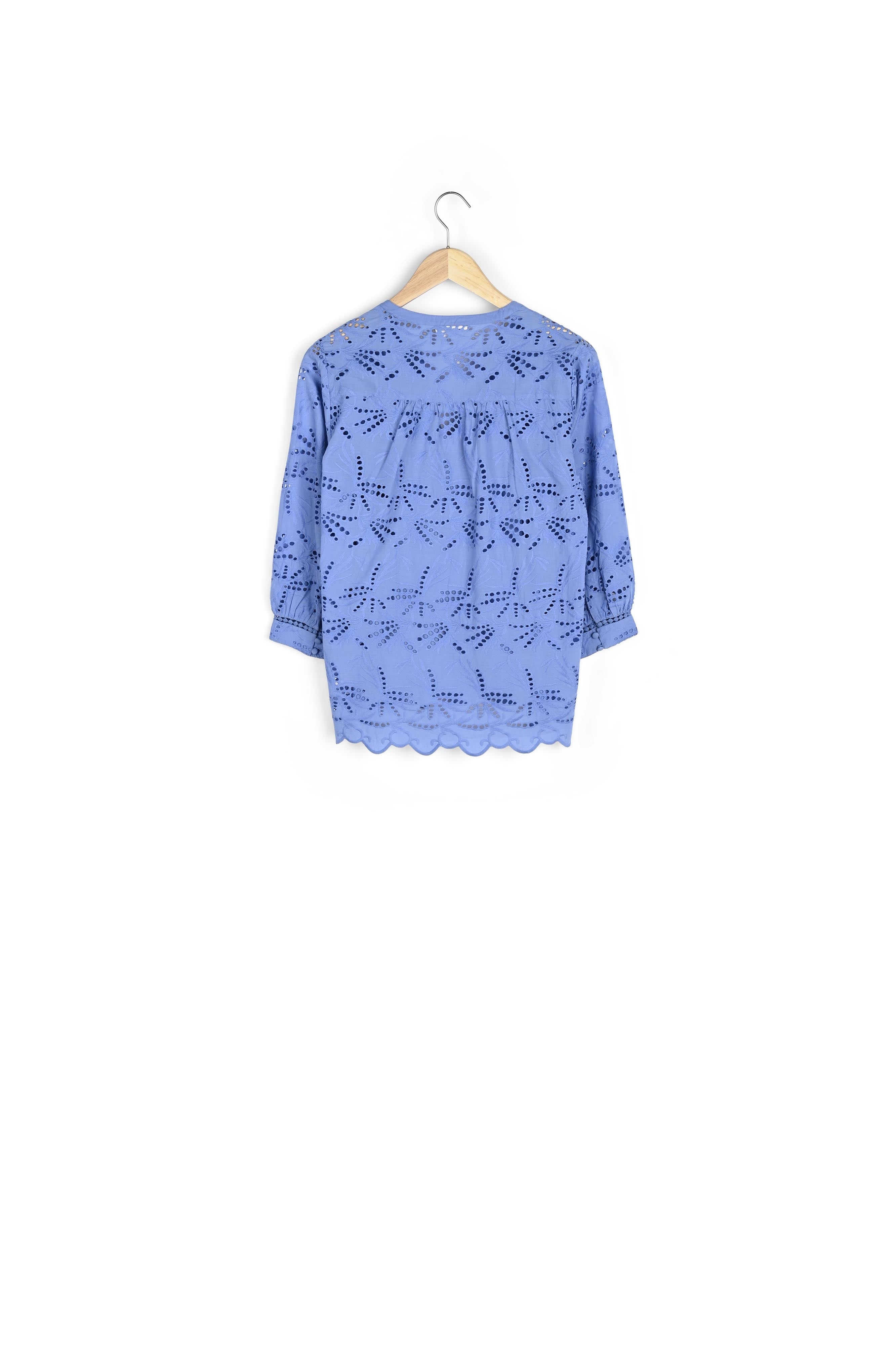 Blouse en broderie anglaise bleue Tebene Faume - seconde main