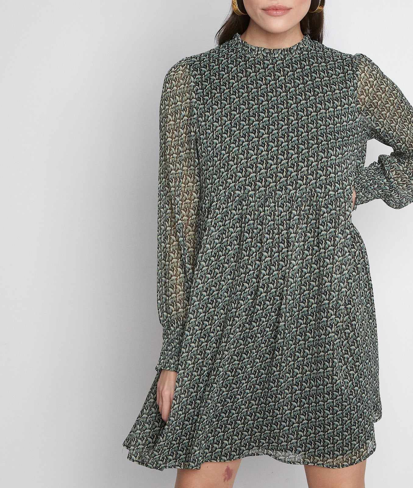 Robe courte imprimée vert sapin Shannel Faume - seconde main