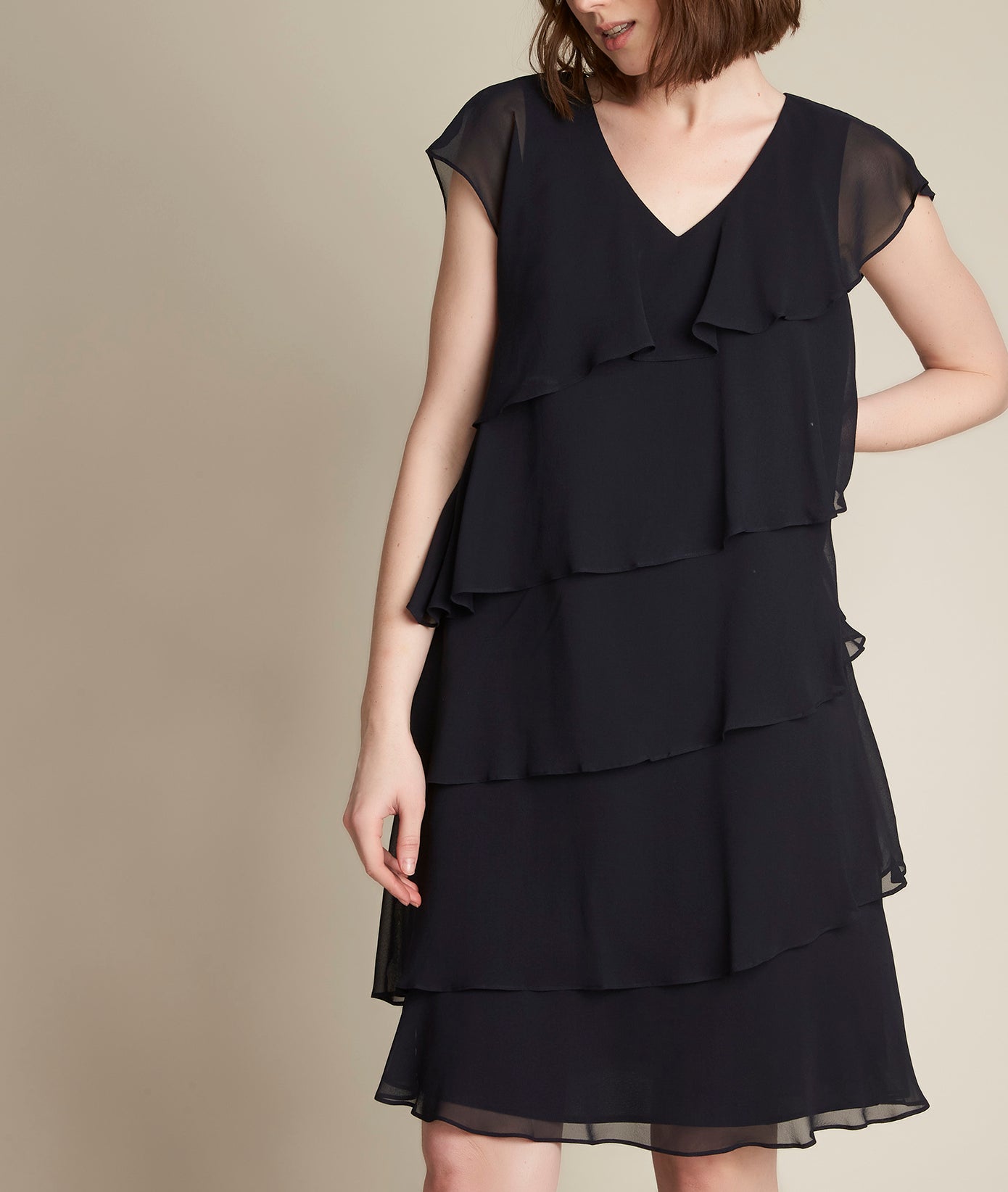 Robe marine en soie à volants Oly Faume - seconde main