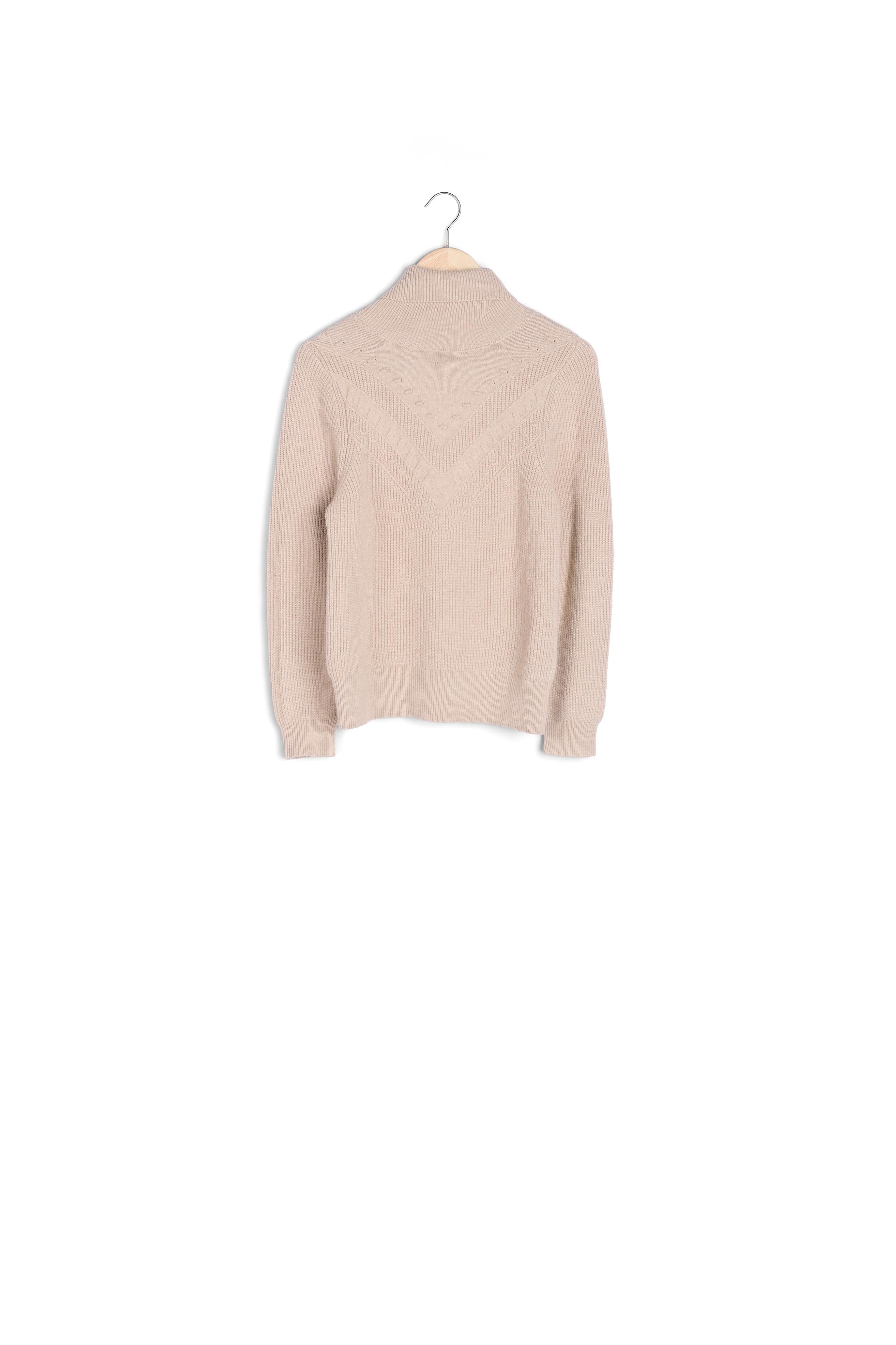 Pull col roulé texturé en polyester recyclé beige Trishka Faume - seconde main