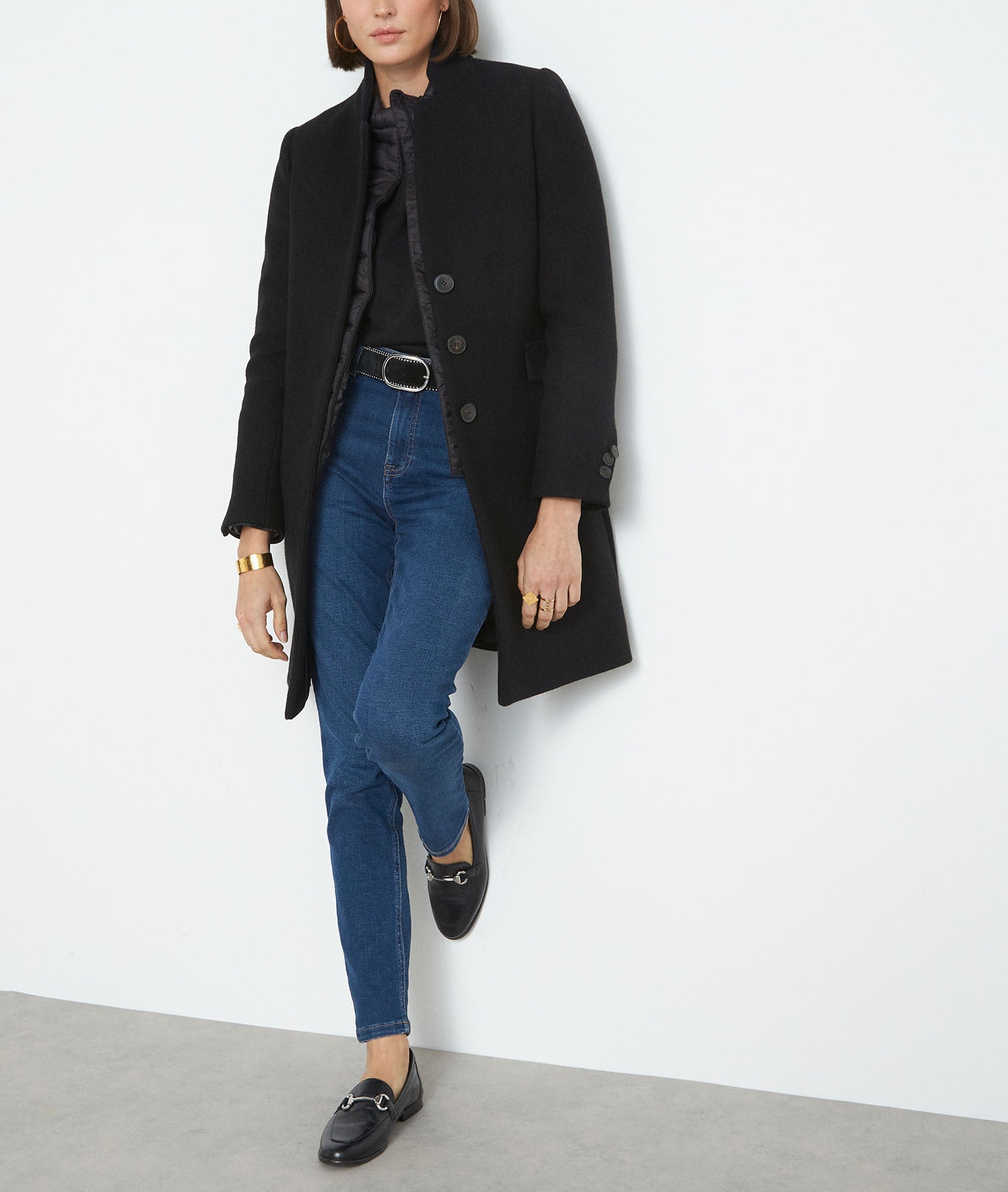 Manteau droit en laine noir Lucas Faume - seconde main