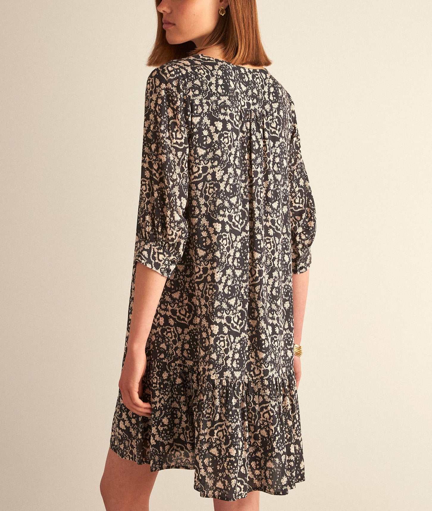 Robe courte noire imprimée HAFIDA Faume - seconde main