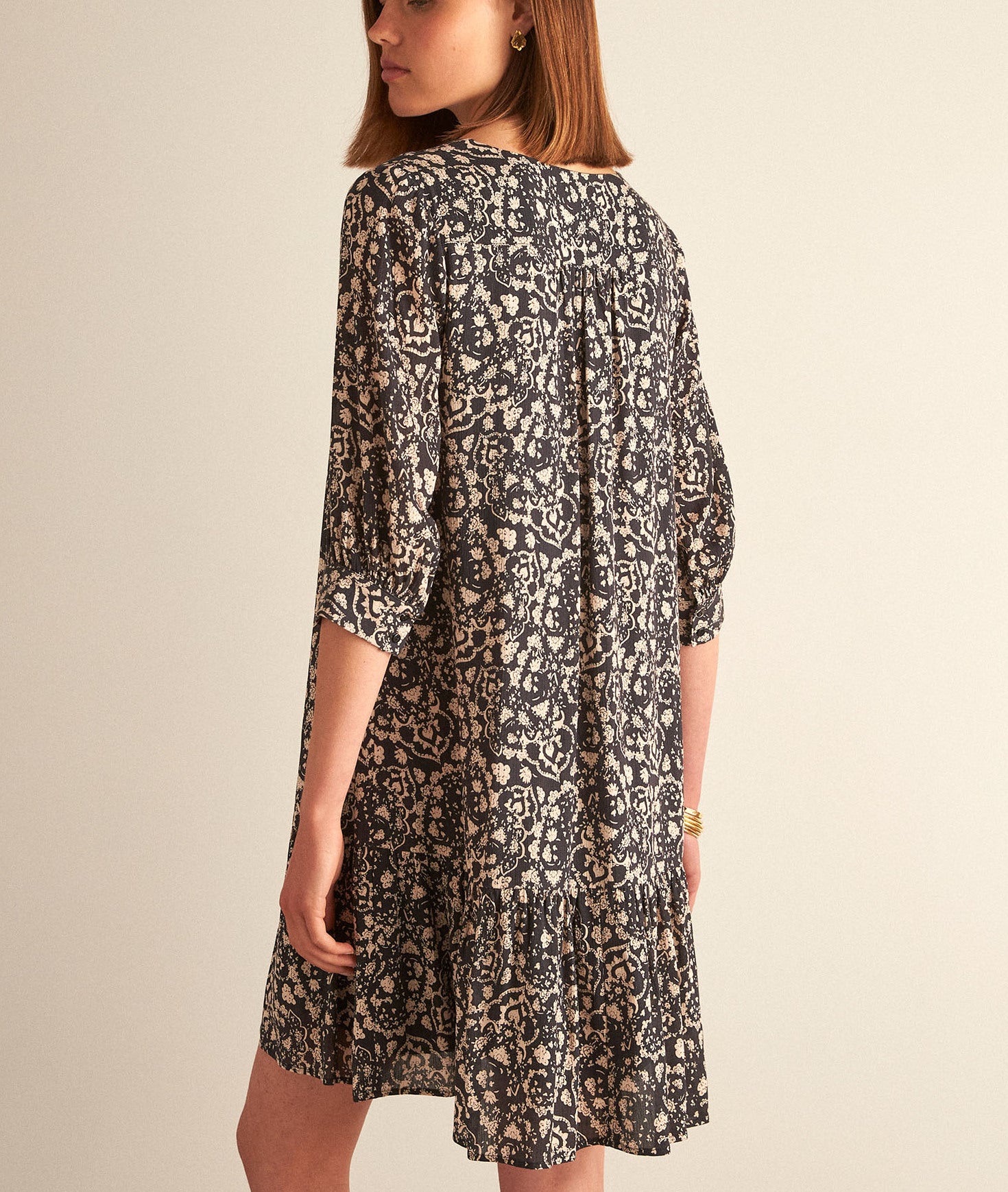 Robe courte noire imprimée HAFIDA Faume - seconde main