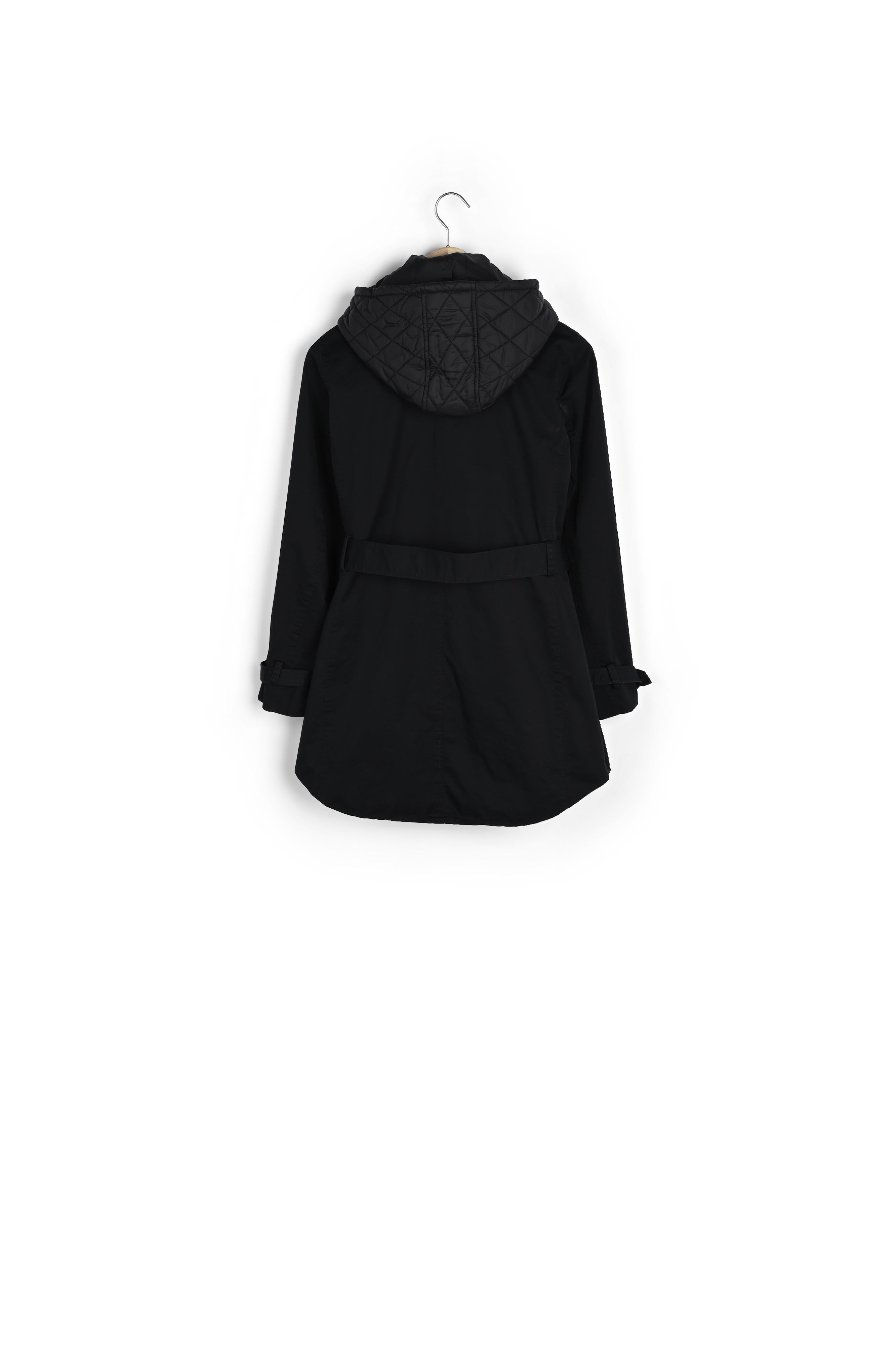 Trench court à capuche noir Mady Faume - seconde main