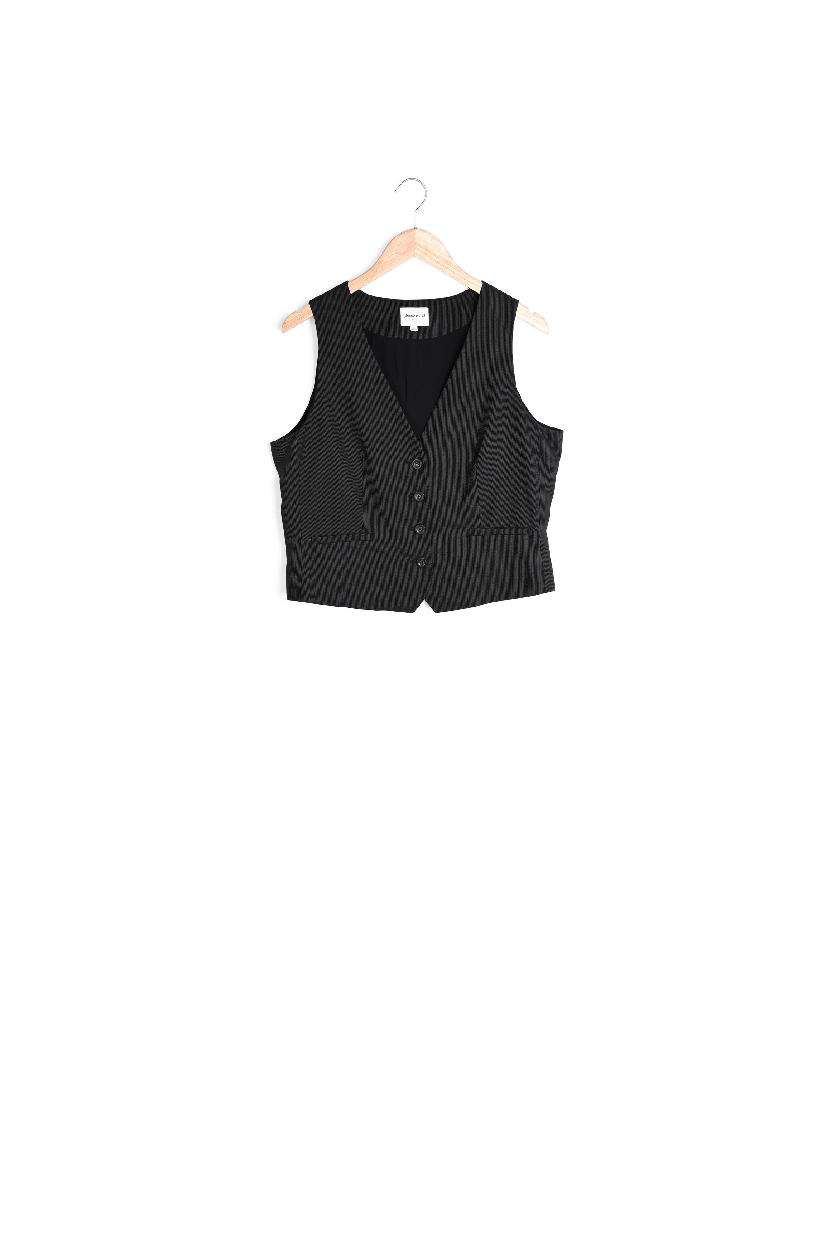 Gilet d'homme sans manches rayé noir Abel Faume - seconde main