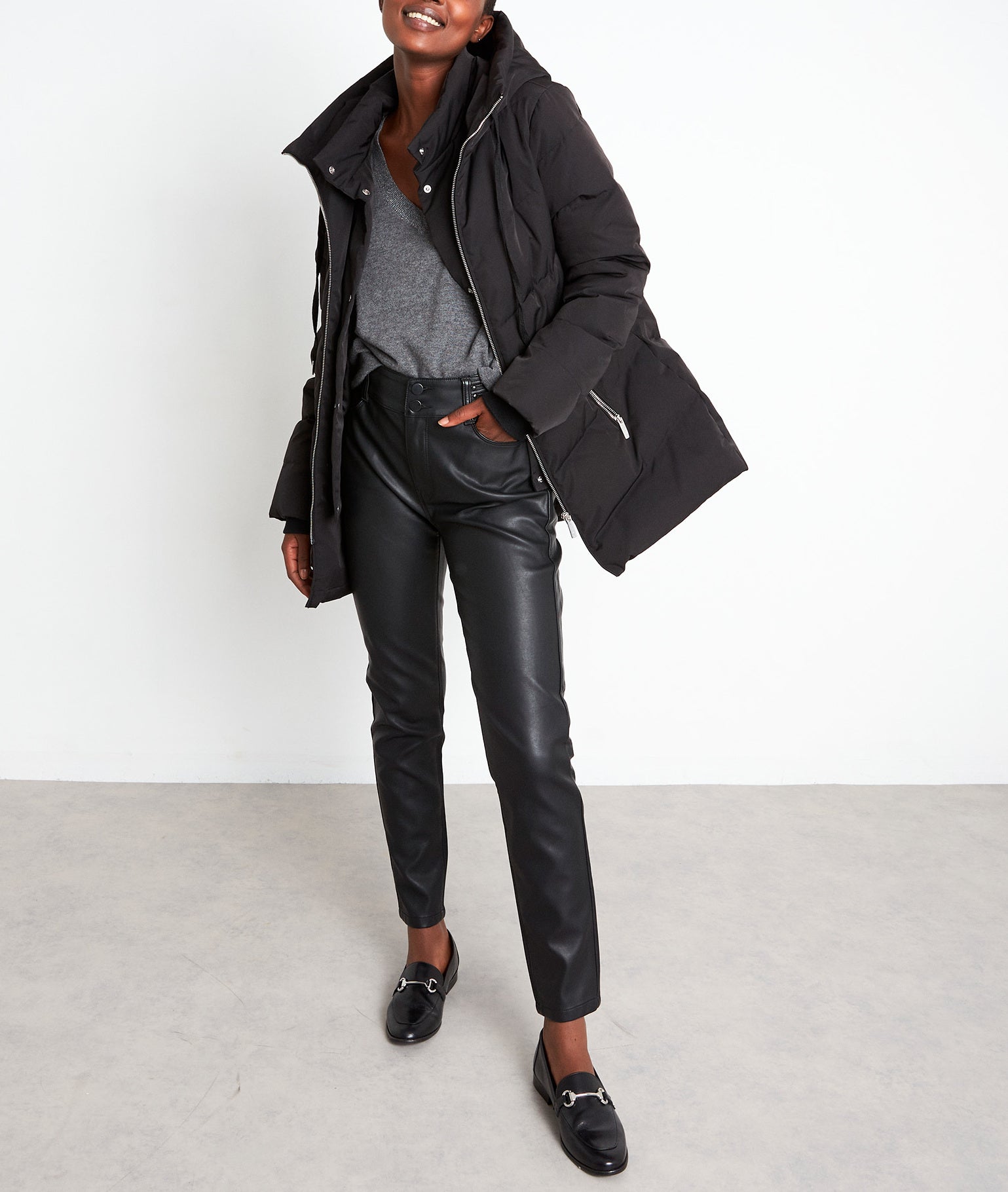 Doudoune longue matelassé noir Ondine Faume - seconde main