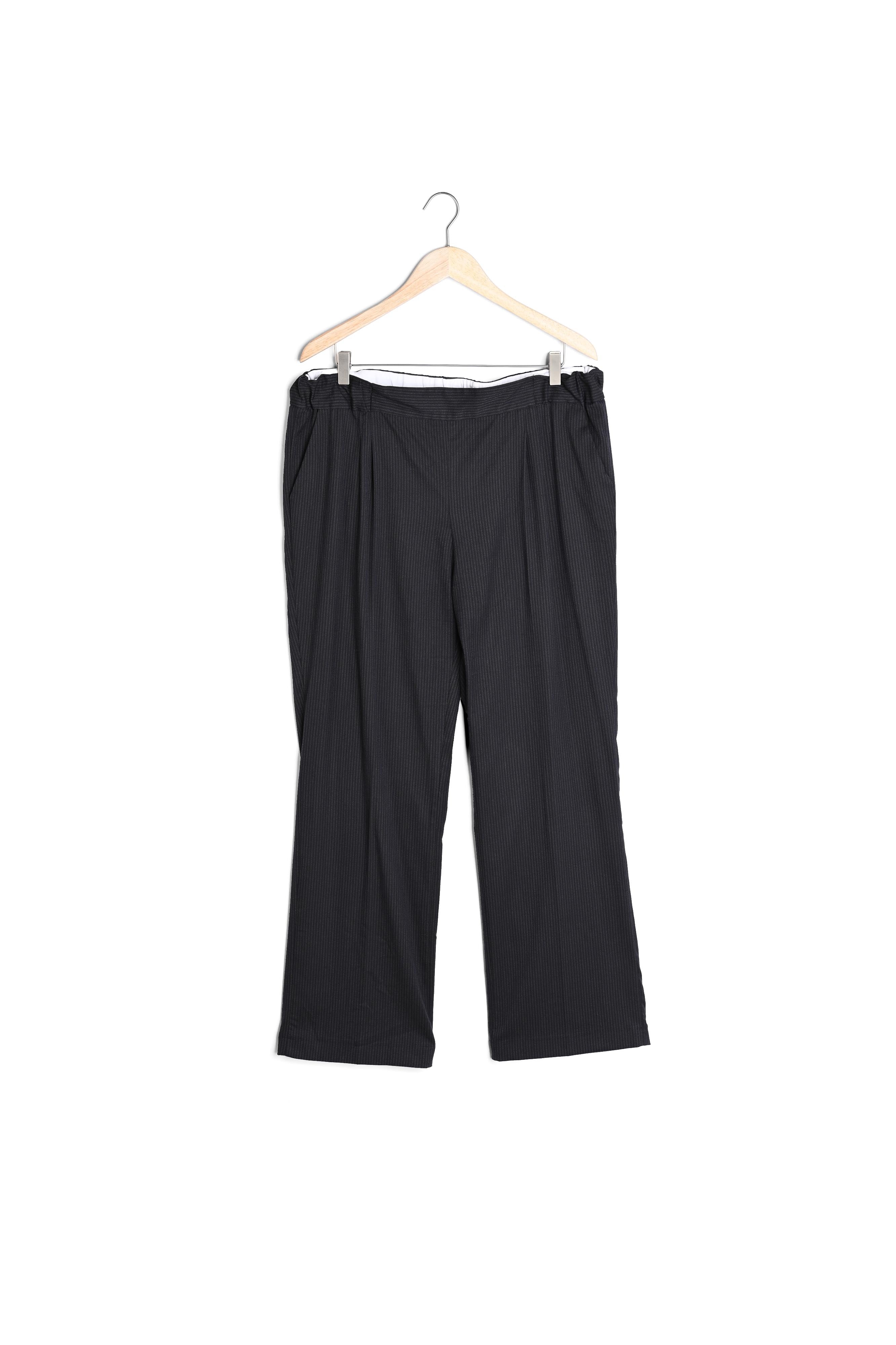 Pantalon large finement rayé noir Declan Faume - seconde main